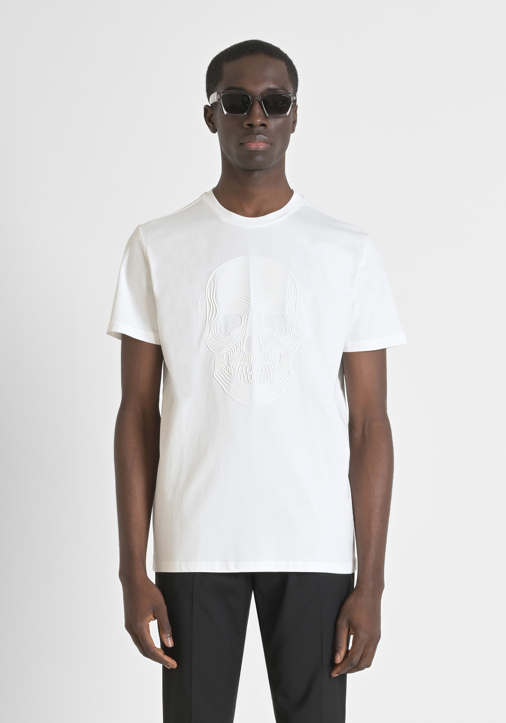 CAMISETA REGULAR FIT DE TEJIDO DE PUNTO DE ALGODÓN CON ESTAMPADO DE GOMA