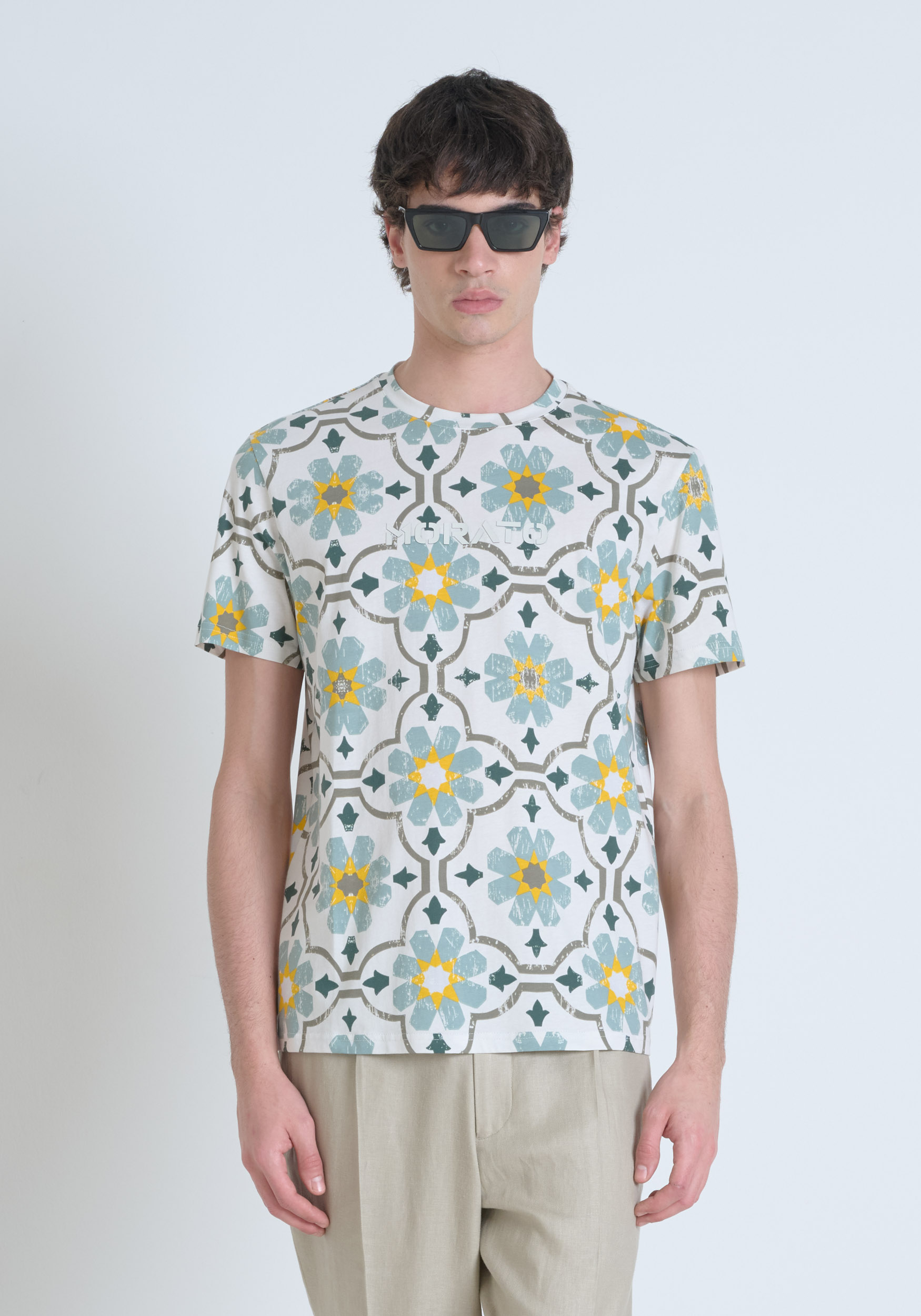 CAMISETA REGULAR FIT DE ALGODÓN JERSEY ESTAMPADO CON LOGOTIPO IMPRESO EN DOBLE CAPA