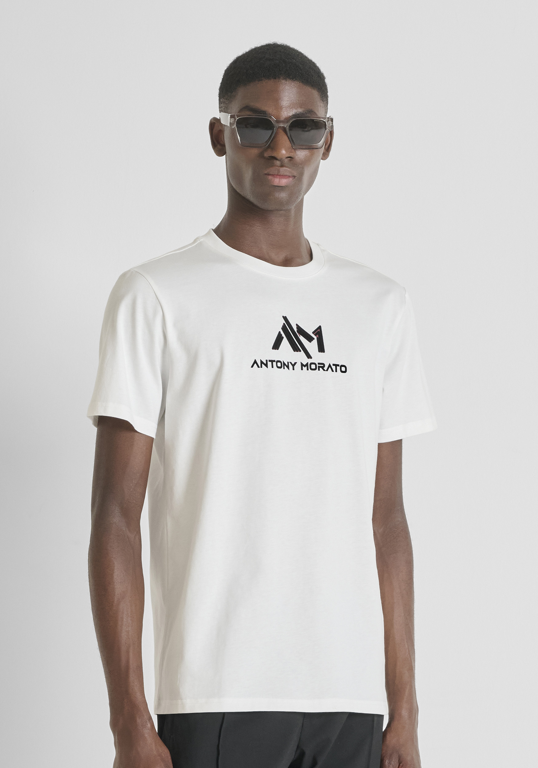 CAMISETA REGULAR FIT EN JERSEY DE ALGODÓN CON ESTAMPADO DE LOGOTIPO TIPO LETRAS