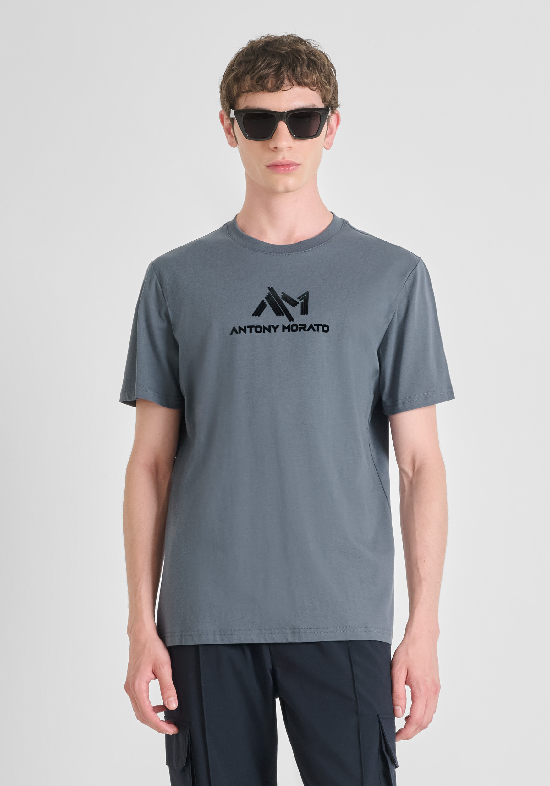 REGULAR FIT COTTON JERSEY T-SHIRT WITH LETTERING LOGO PRINT