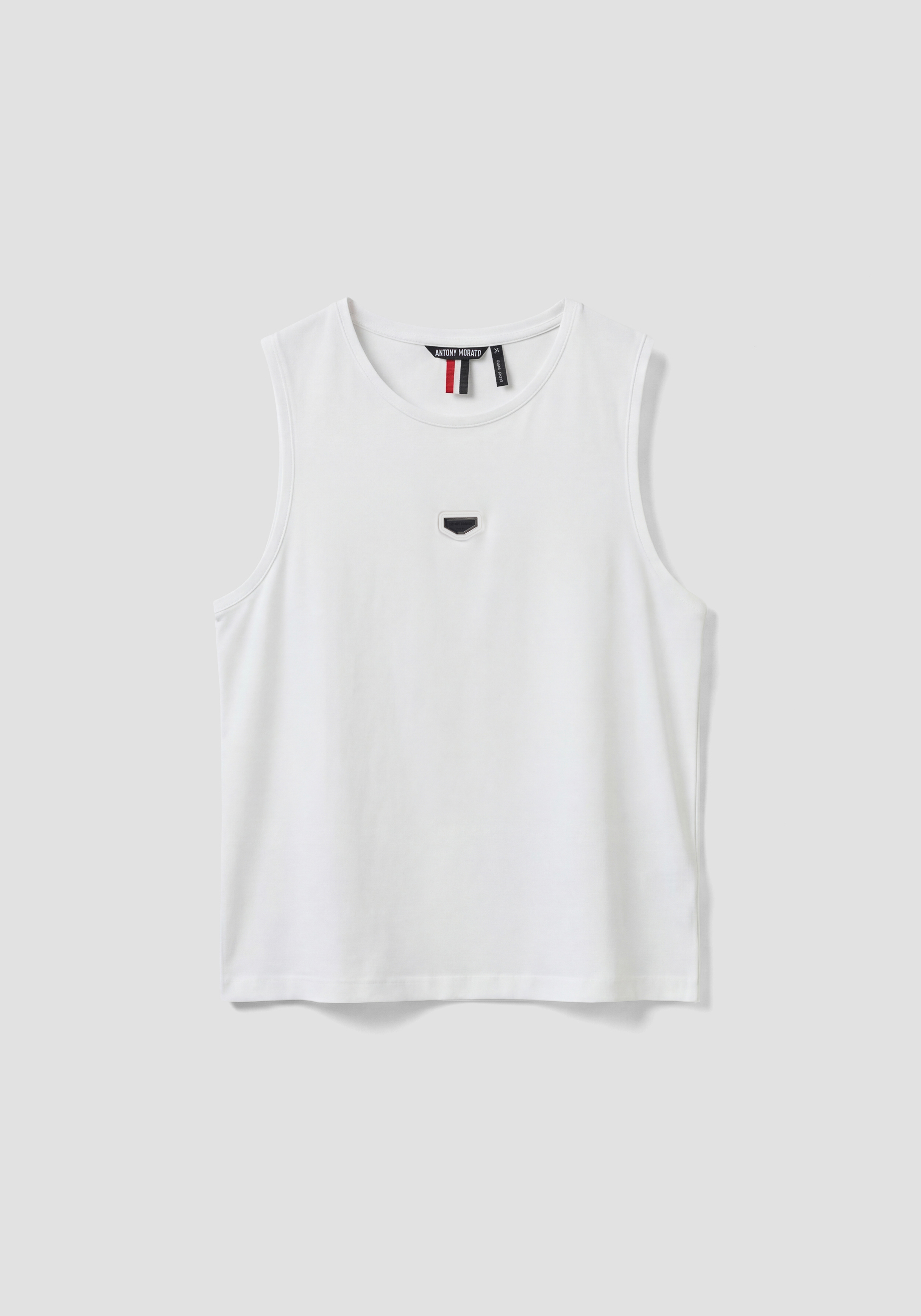 CAMISETA SIN MANGAS REGULAR FIT DE ALGODÓN CON PLACA CON LOGOTIPO