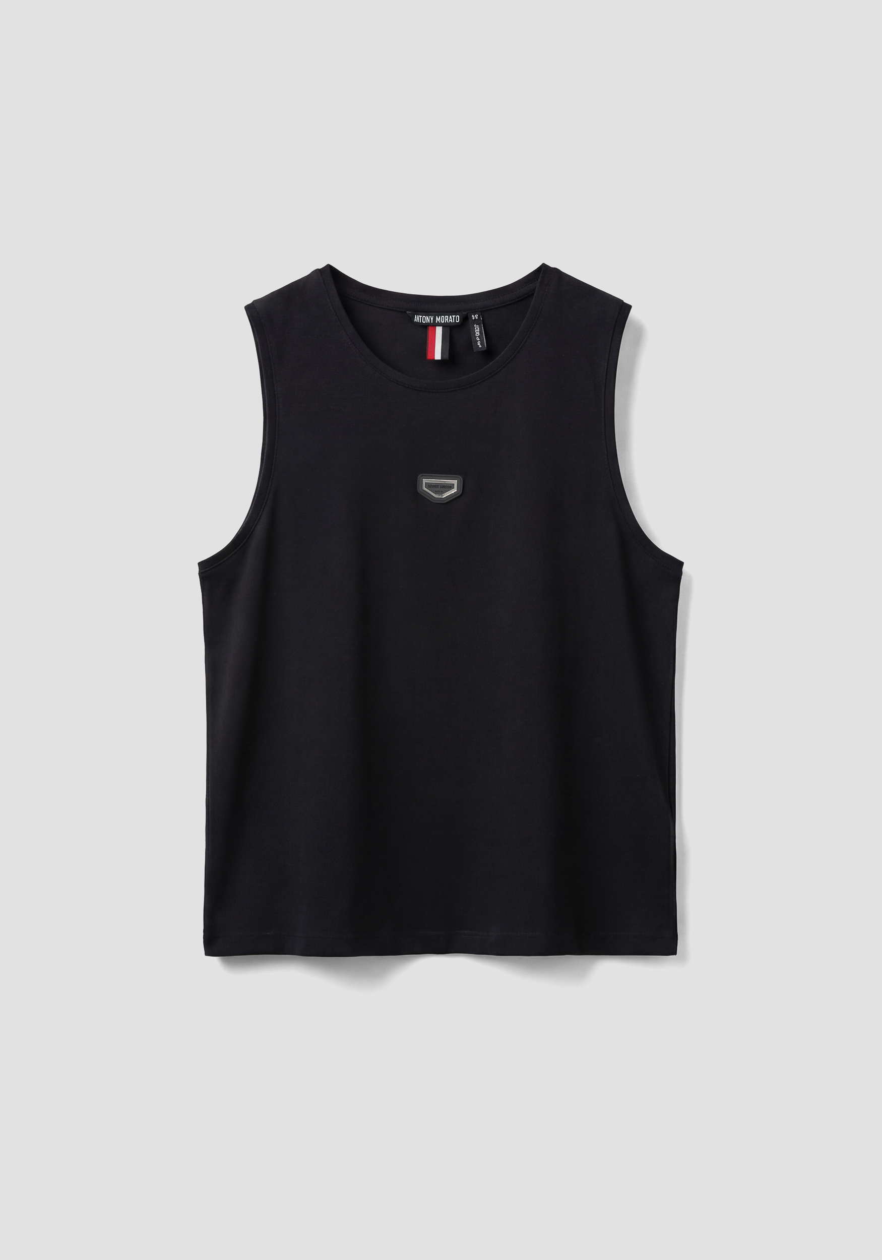 CAMISETA SIN MANGAS REGULAR FIT DE ALGODÓN CON PLACA CON LOGOTIPO