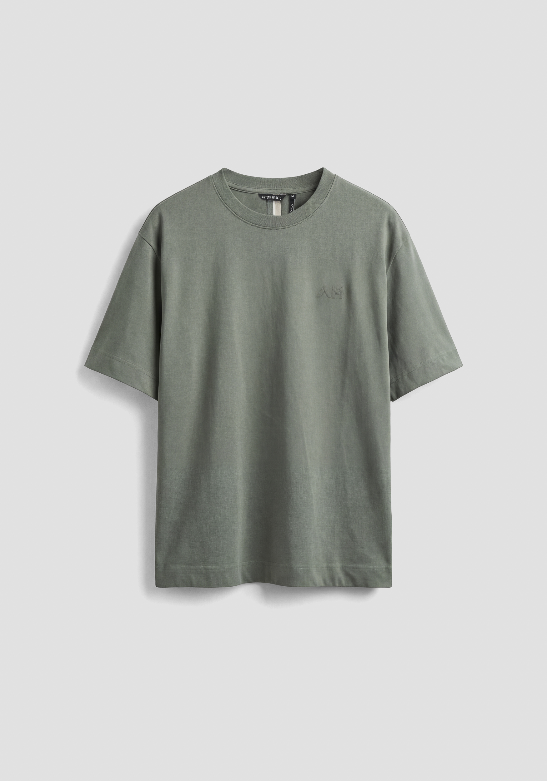 BOXY FIT COTTON JERSEY CREW NECK T-SHIRT WITH EMBROIDERED LOGO