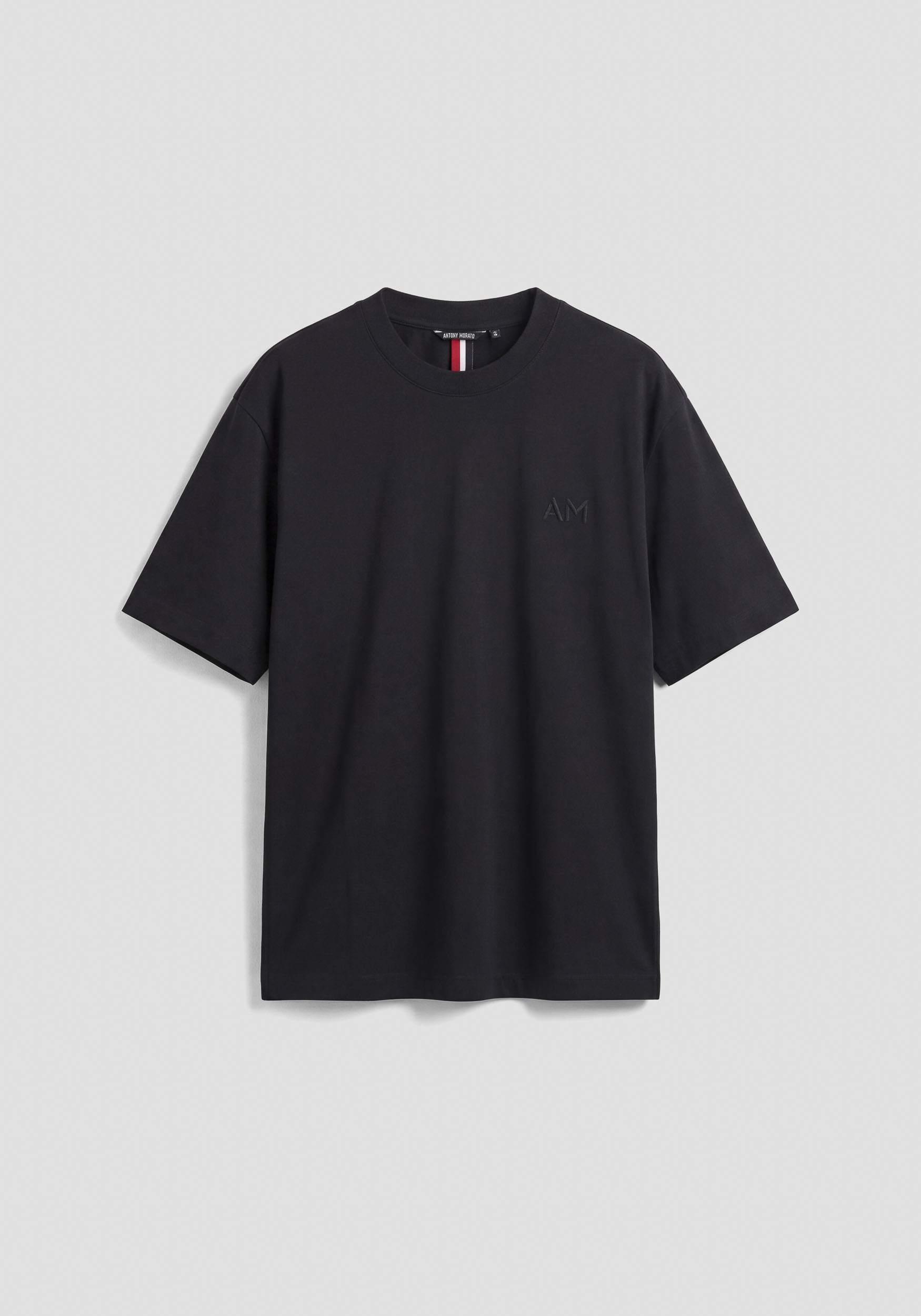 BOXY FIT COTTON JERSEY CREW NECK T-SHIRT WITH EMBROIDERED LOGO