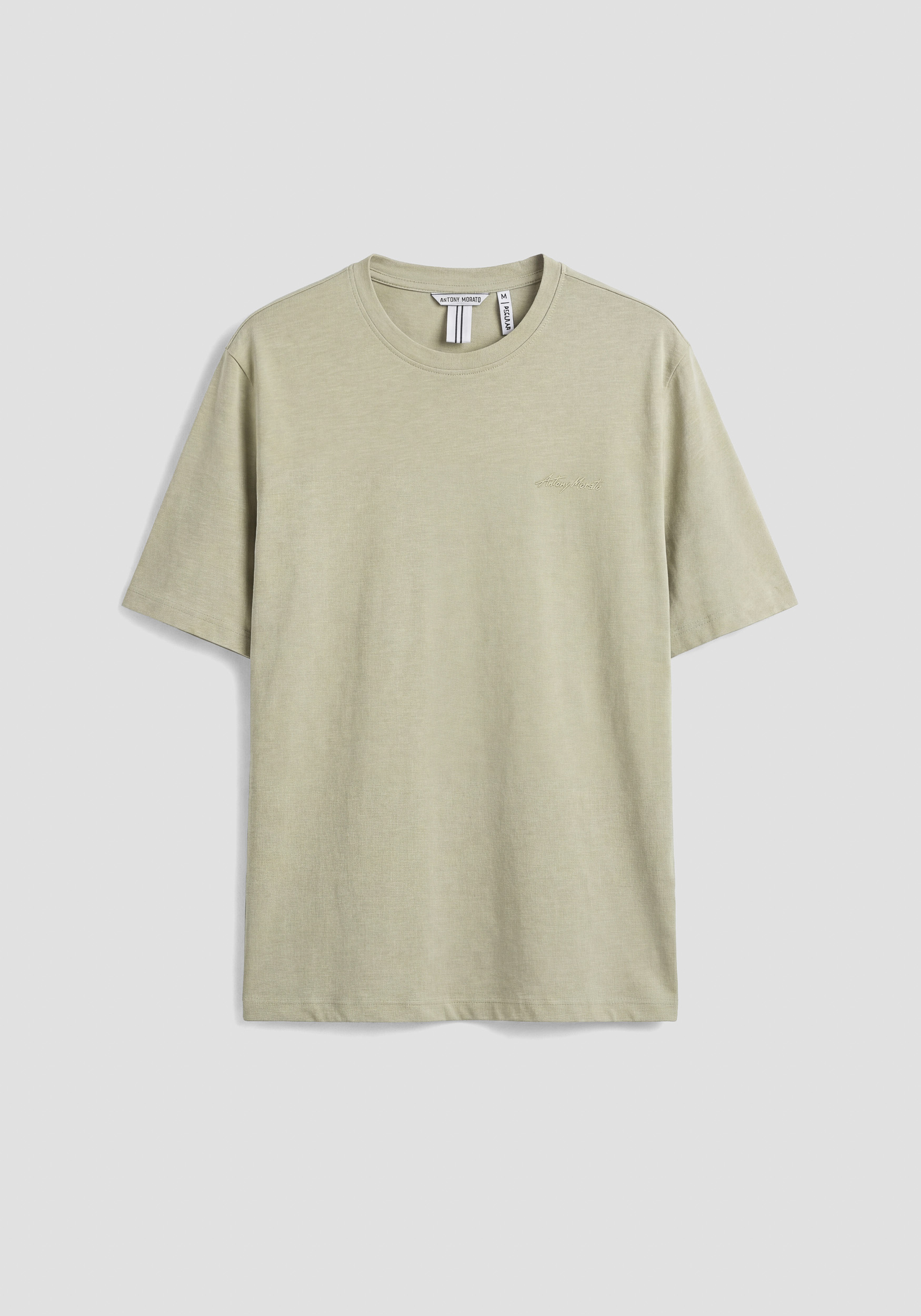 REGULAR FIT T-SHIRT IN SLUB COTTON WITH EMBROIDERED LOGO