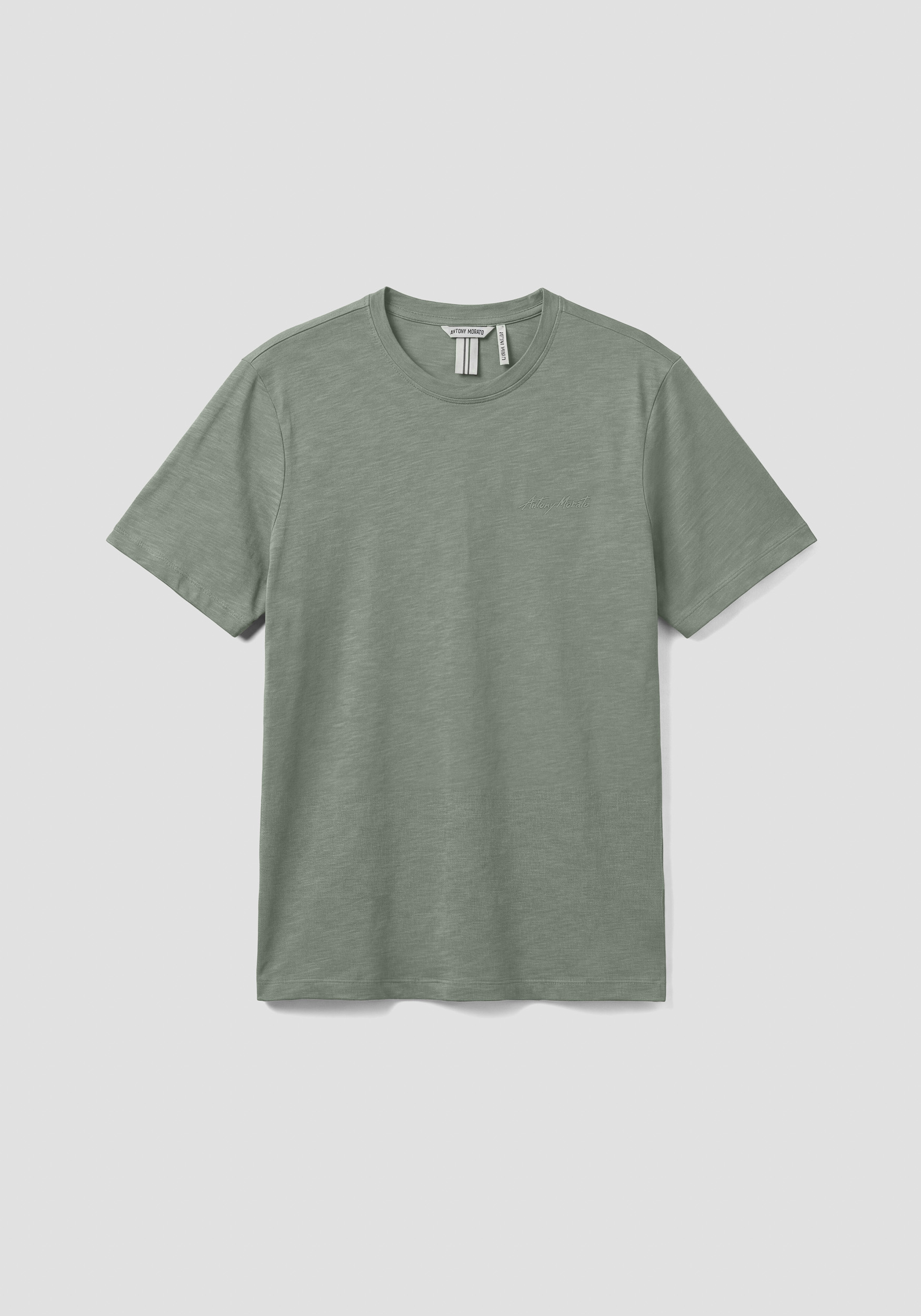 REGULAR FIT T-SHIRT IN SLUB COTTON WITH EMBROIDERED LOGO