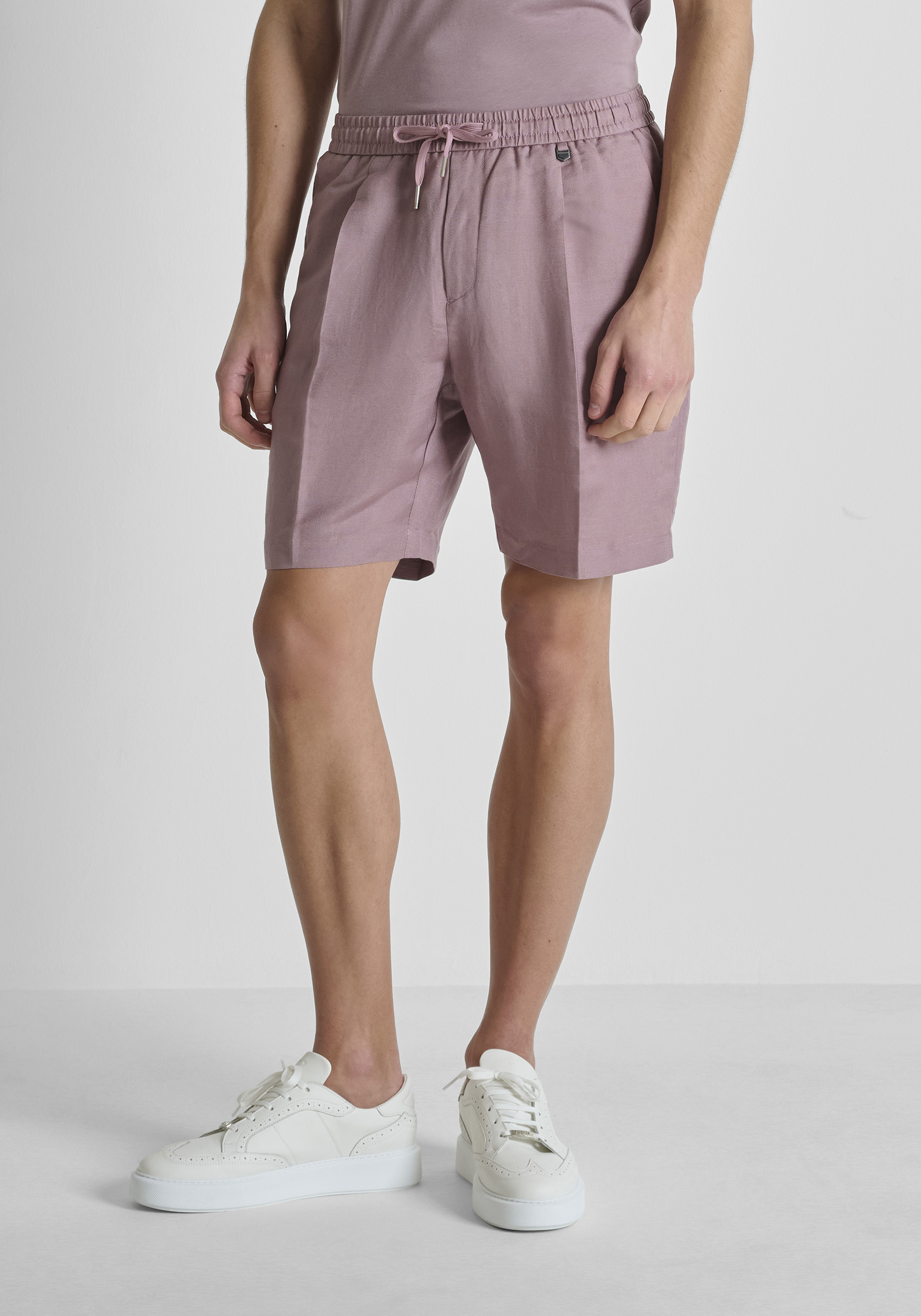 PANTALONES CORTOS REGULAR FIT «NEIL» DE MEZCLA DE LINO Y VISCOSA SLUB