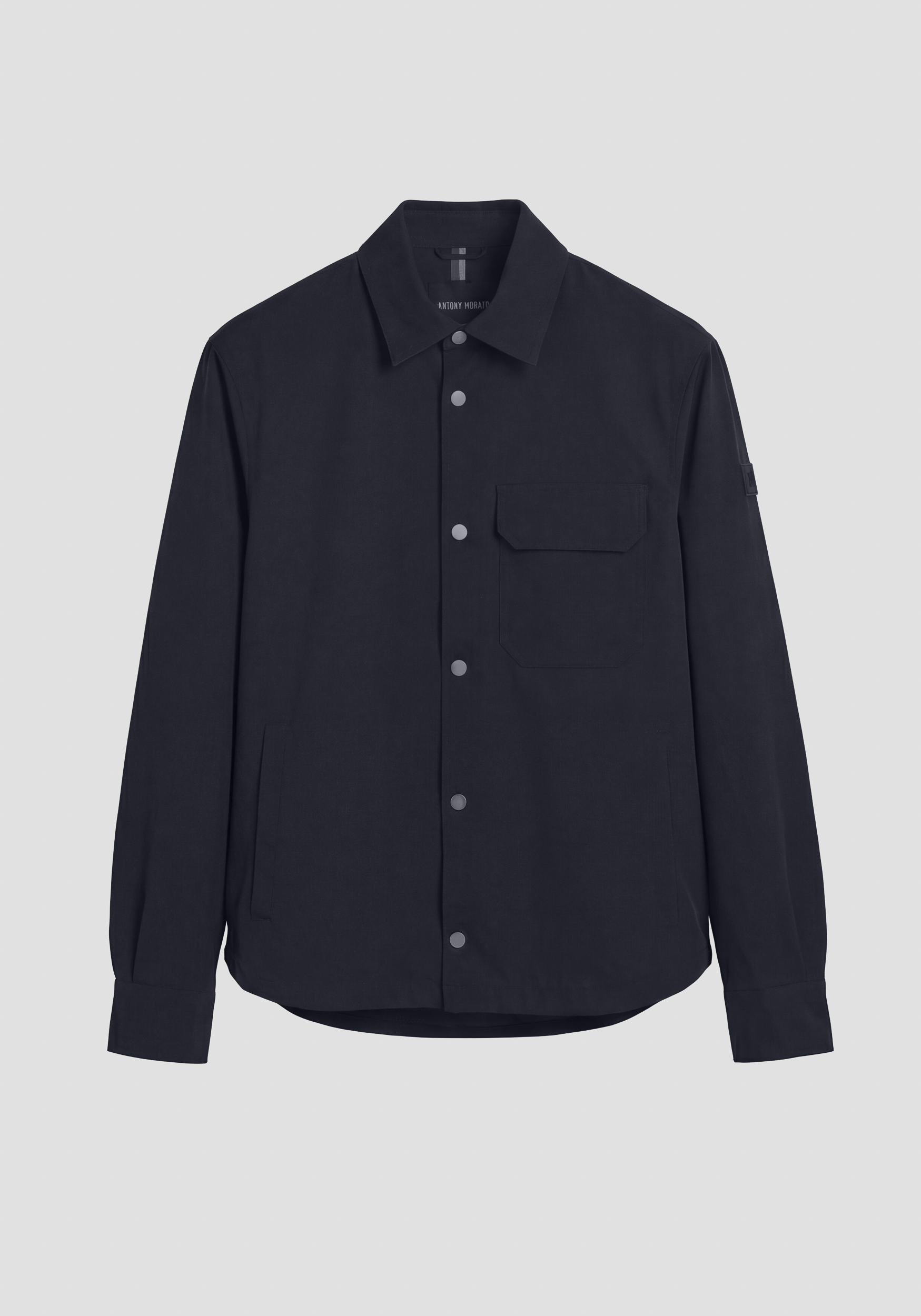 REGULAR FIT SHIRT IN DOBBY FABRIC WITH LOGO PATCH