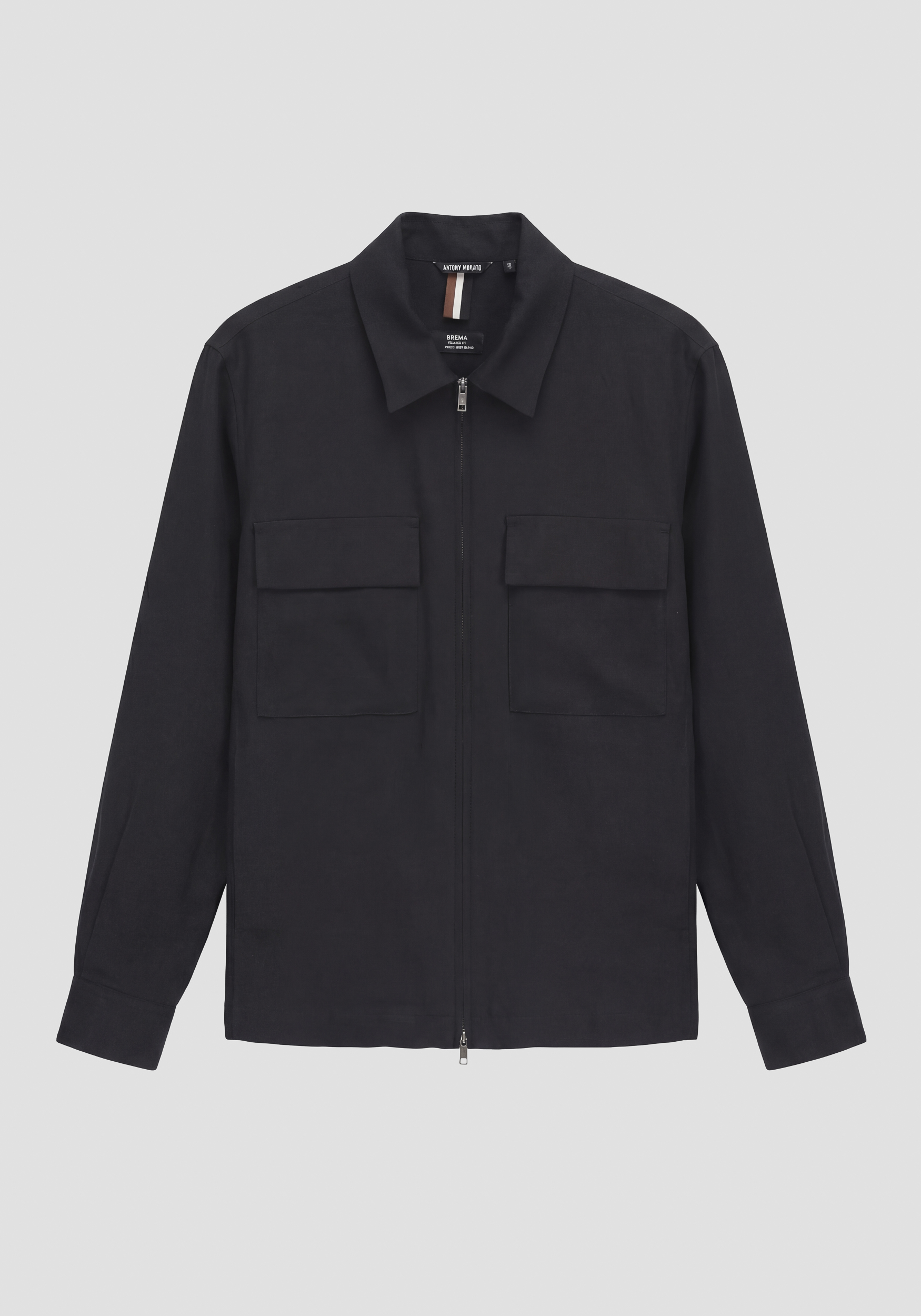 CAMICIA RELAXED FIT "BREMA" IN MISTO LINO E VISCOSA SLUB CON TASCHE