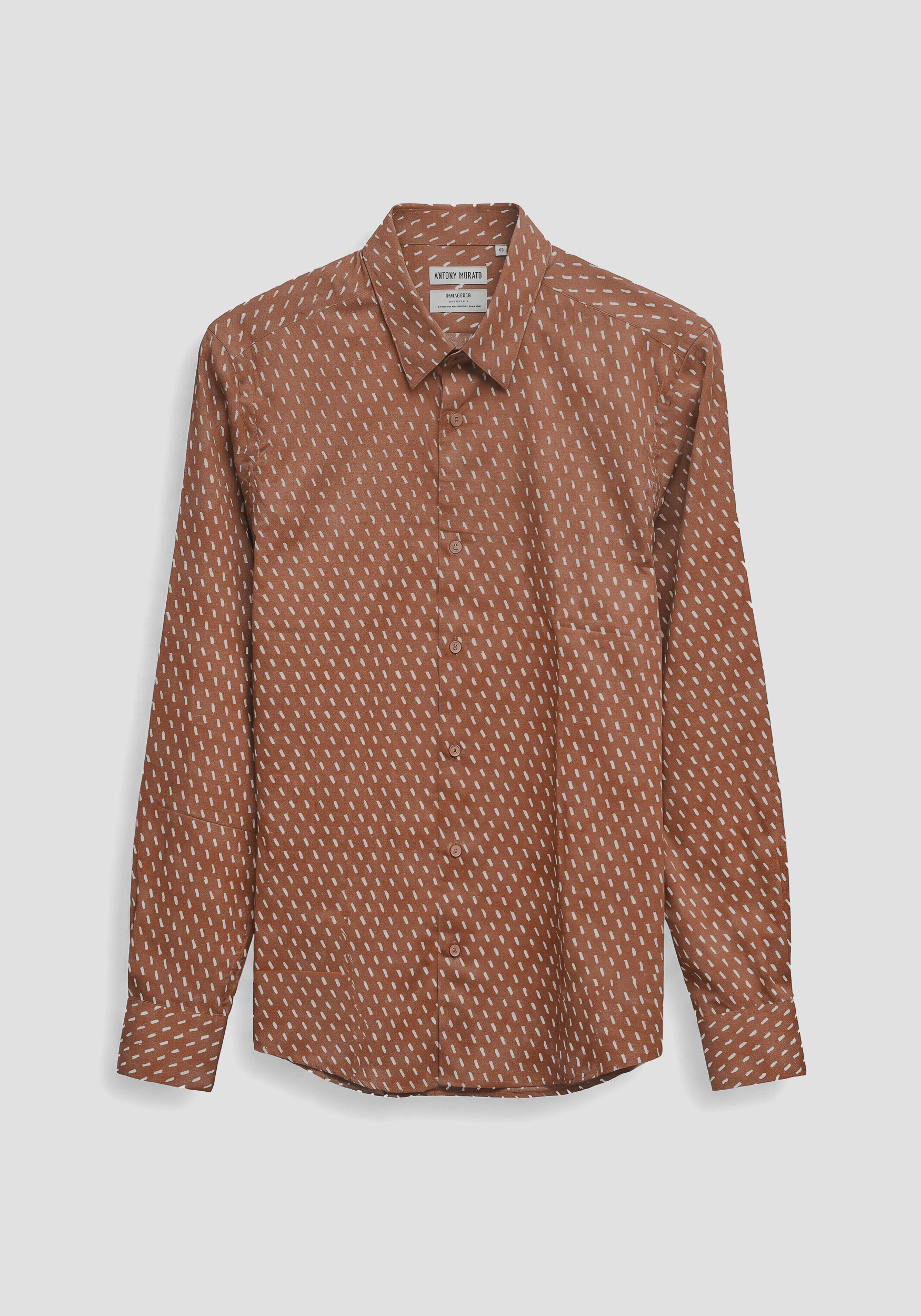 CAMISA REGULAR FIT «NAPOLI» DE MEZCLA DE ALGODÓN ESTAMPADO Y PLACA CON LOGOTIPO