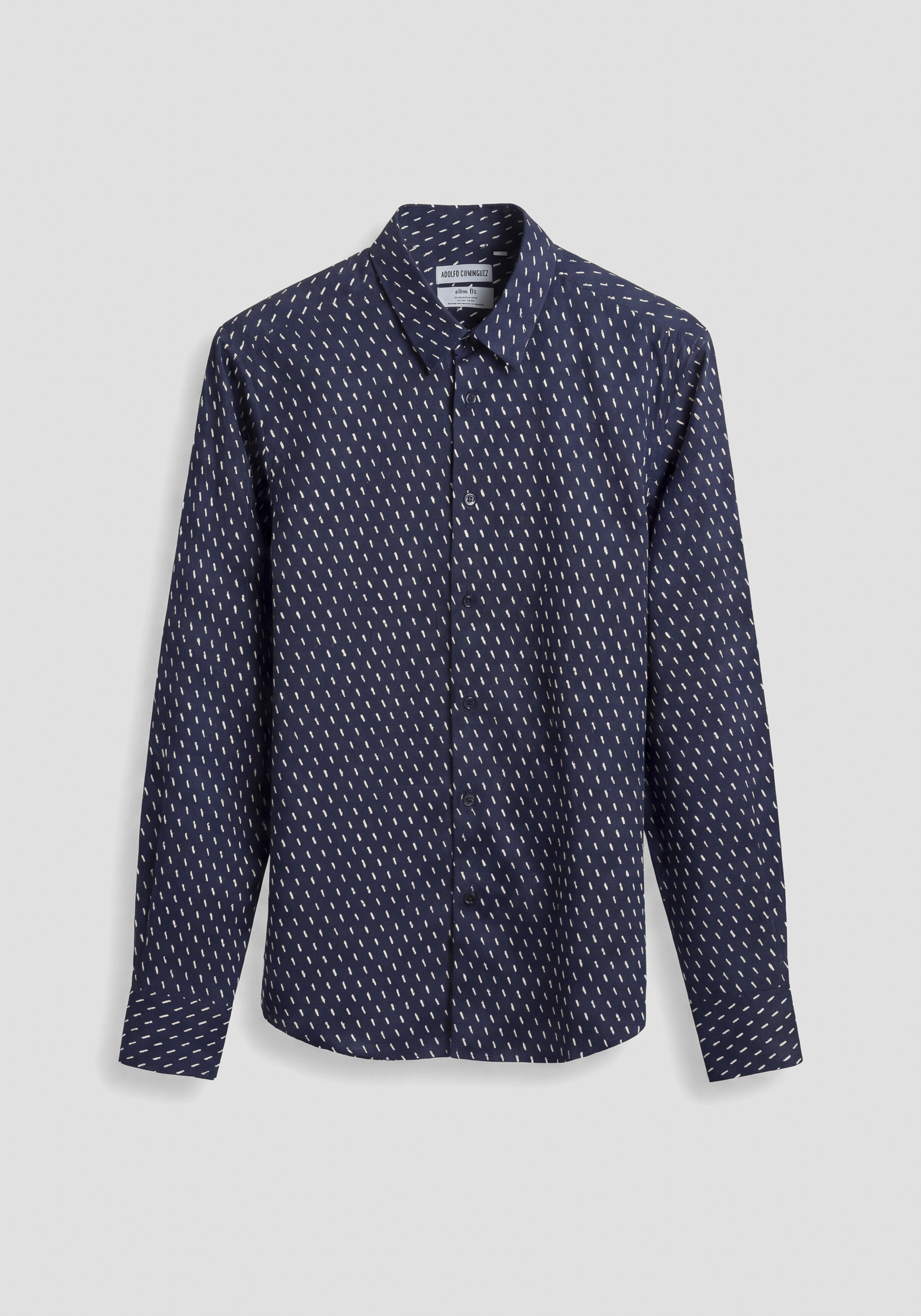 CAMISA REGULAR FIT «NAPOLI» DE MEZCLA DE ALGODÓN ESTAMPADO Y PLACA CON LOGOTIPO