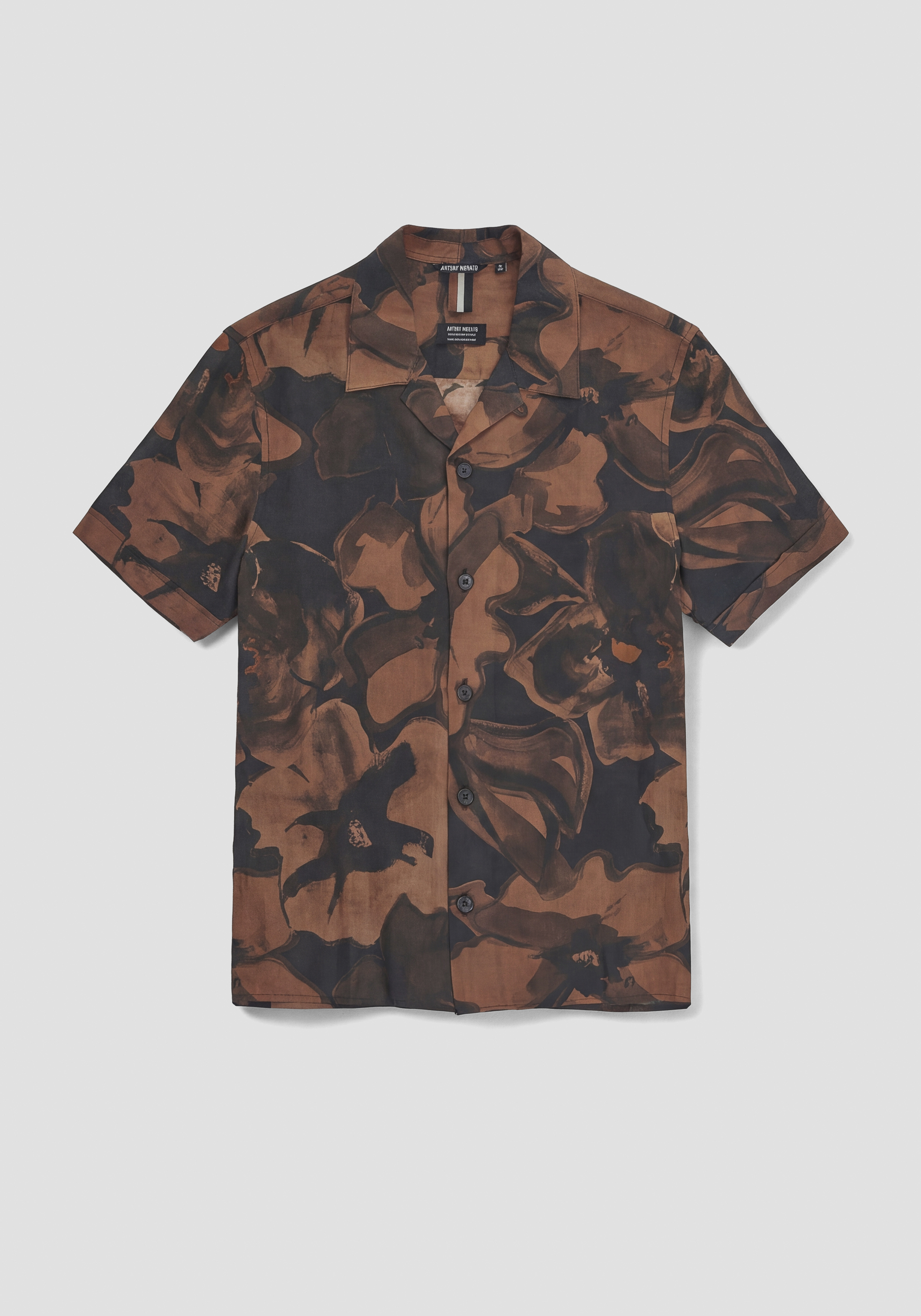 CAMISA RELAXED STRAIGHT FIT «HONULULU» DE TEJIDO DE RAMIO CON ESTAMPADO BOTÁNICO