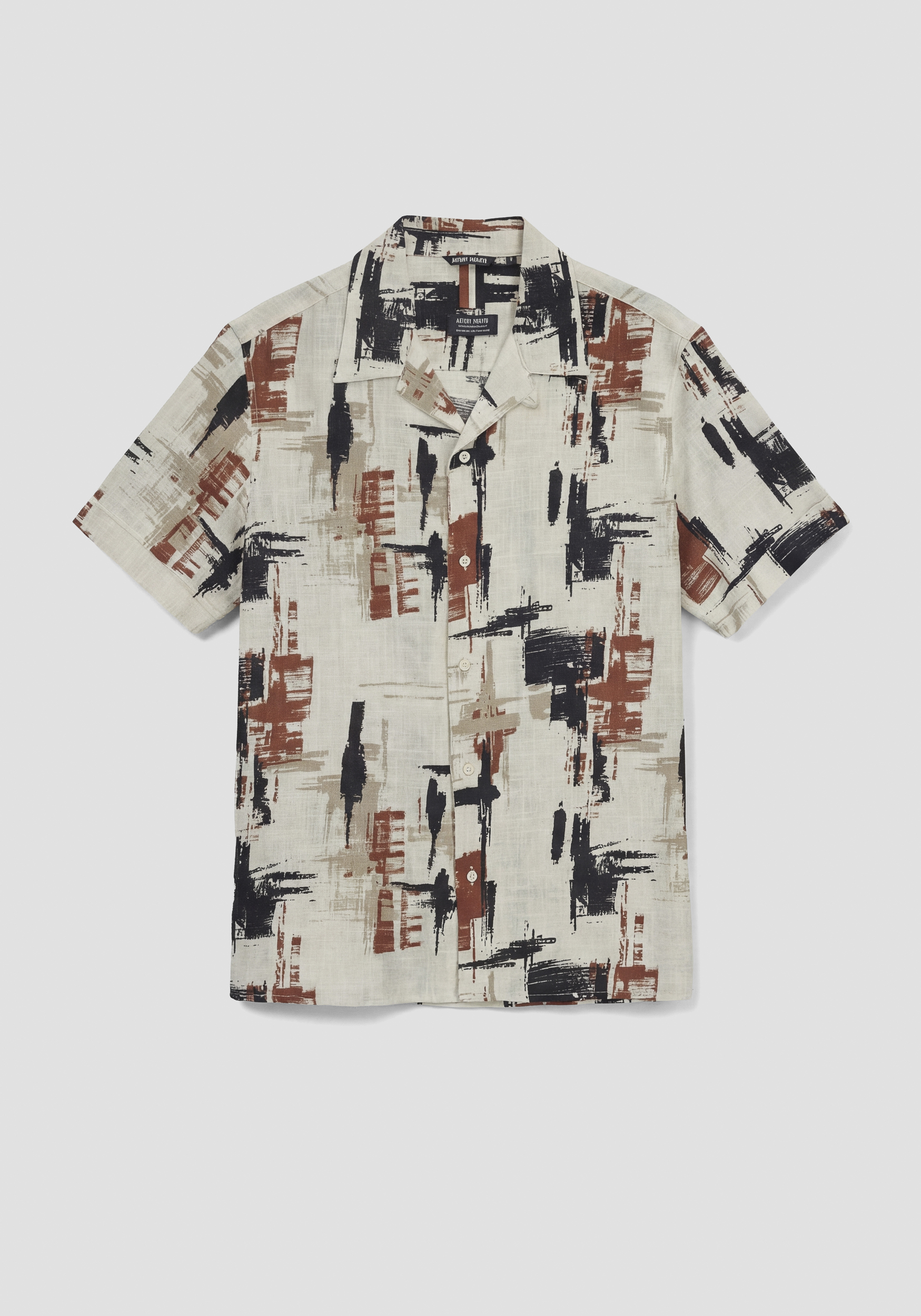 CAMISA RELAXED STRAIGHT FIT «HONULULU» DE MEZCLA DE VISCOSA SLUB CON ESTAMPADO ABSTRACTO