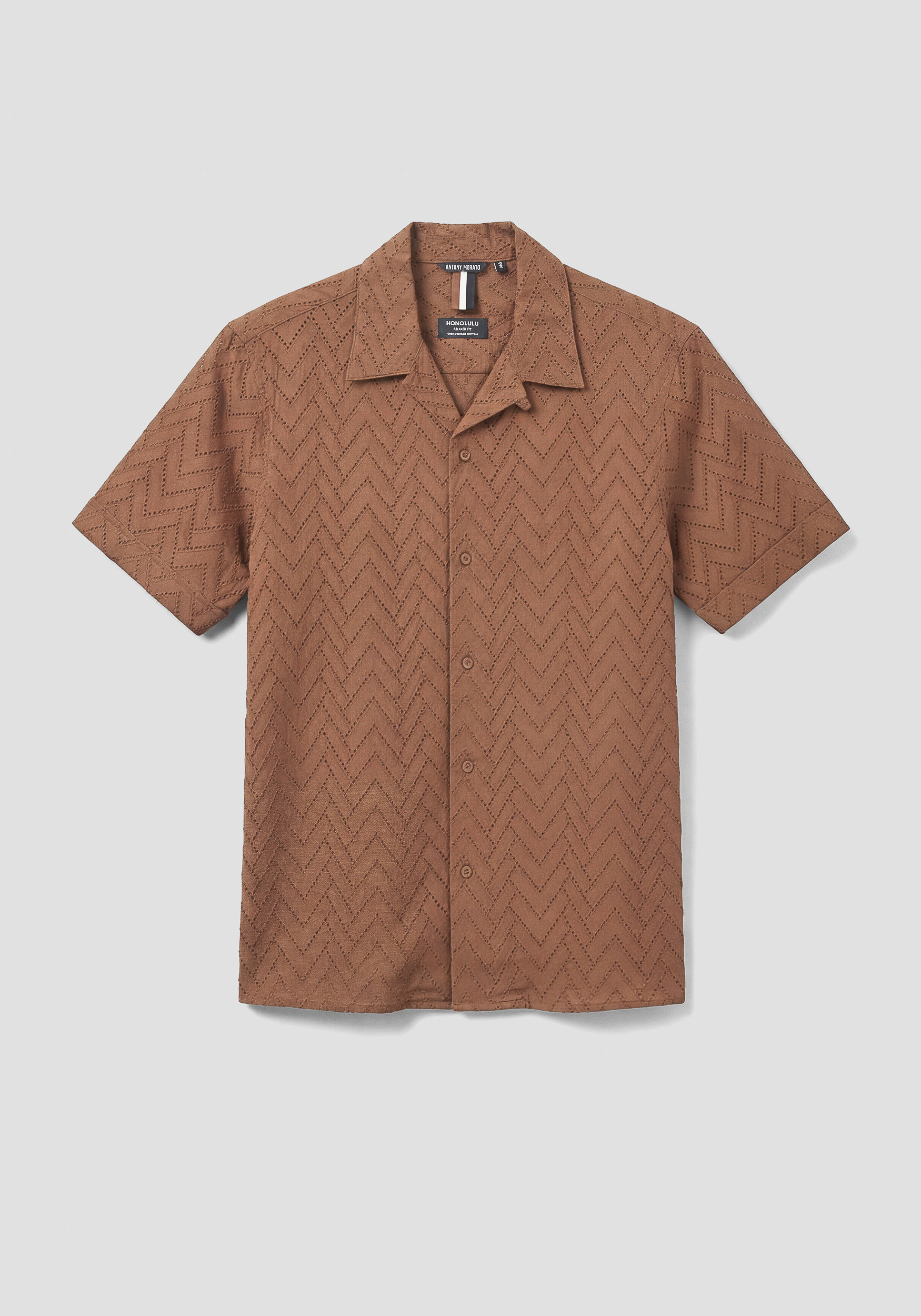 CAMISA RELAXED FIT «HONULULU» DE POPELINA DE ALGODÓN BORDADO