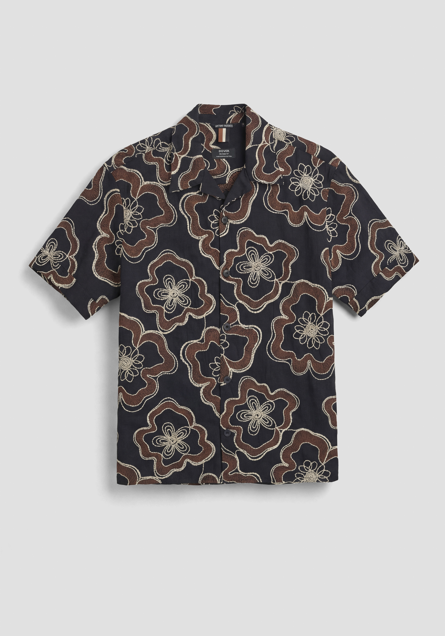 CAMISA RELAXED FIT «DOVER» DE ALGODÓN BORDADO CON ESTAMPADO FLORAL