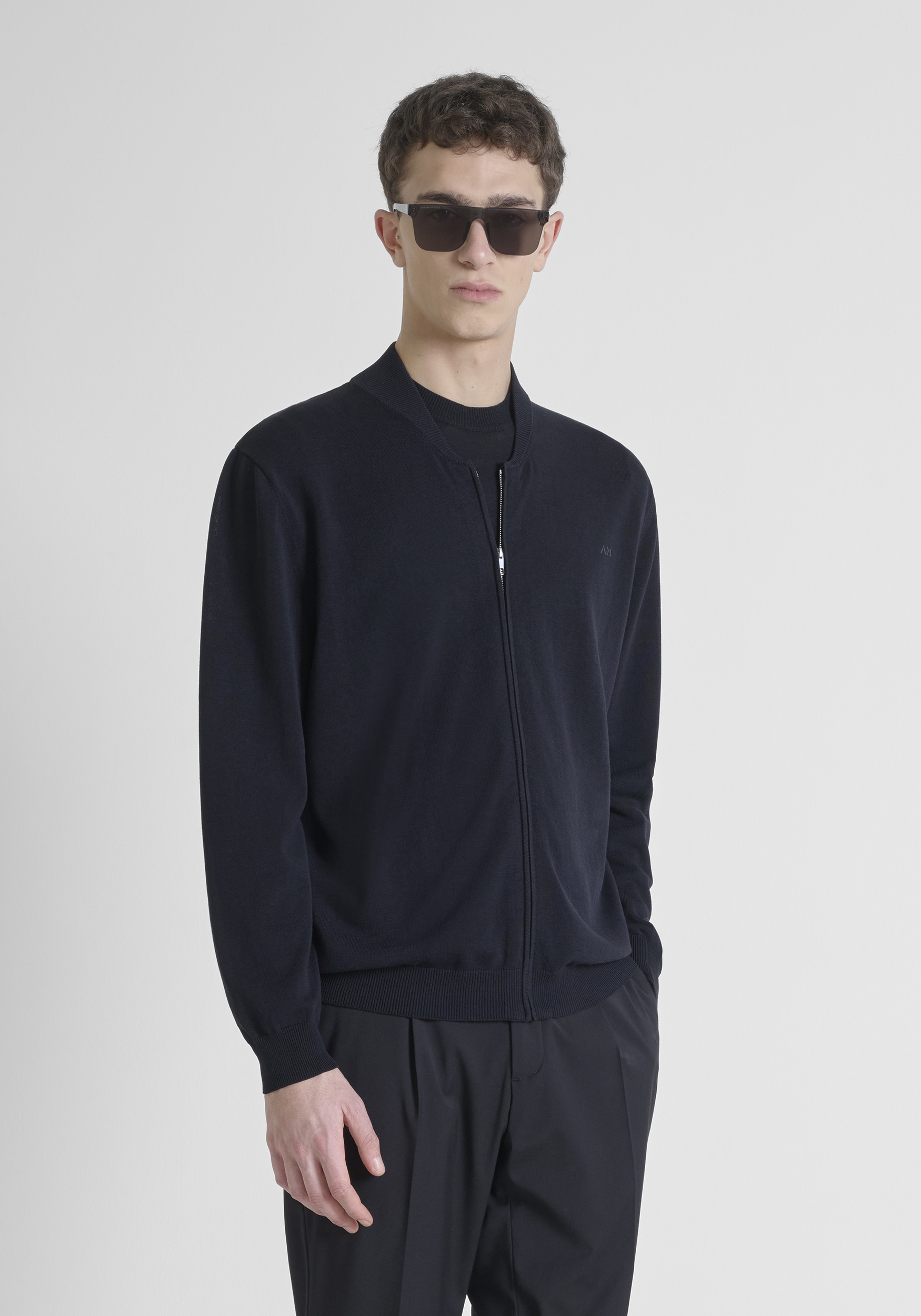 SWEATER REGULAR FIT IN COTTON BLEND SOFT YARN WITH LOGO PRINT