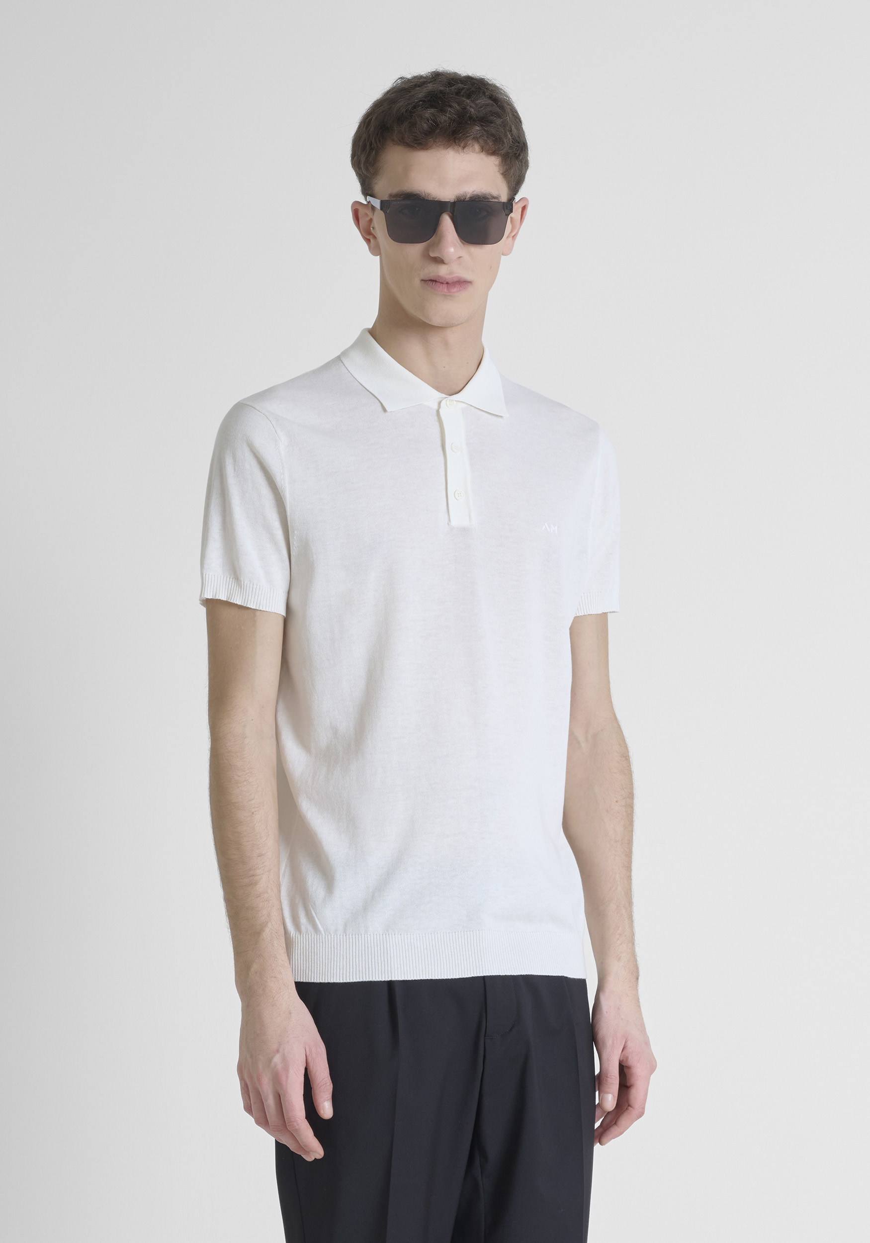 JERSEY REGULAR FIT EN MEZCLA DE ALGODÓN CON LOGO ESTAMPADO