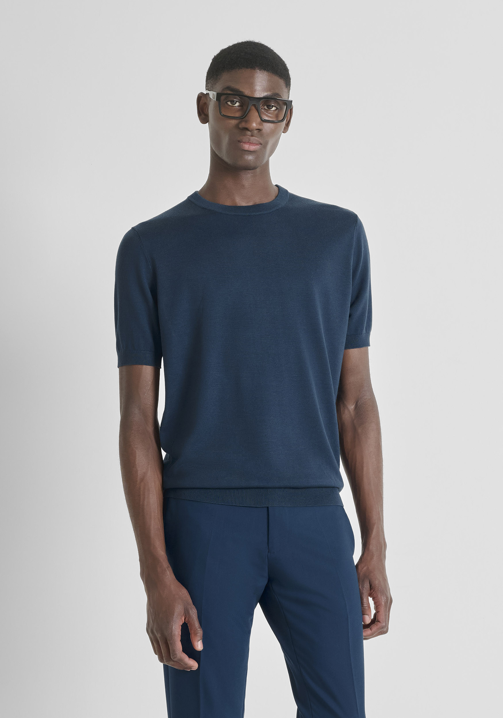 SUÉTER DE MANGA CORTA REGULAR FIT EN MEZCLA DE LANA