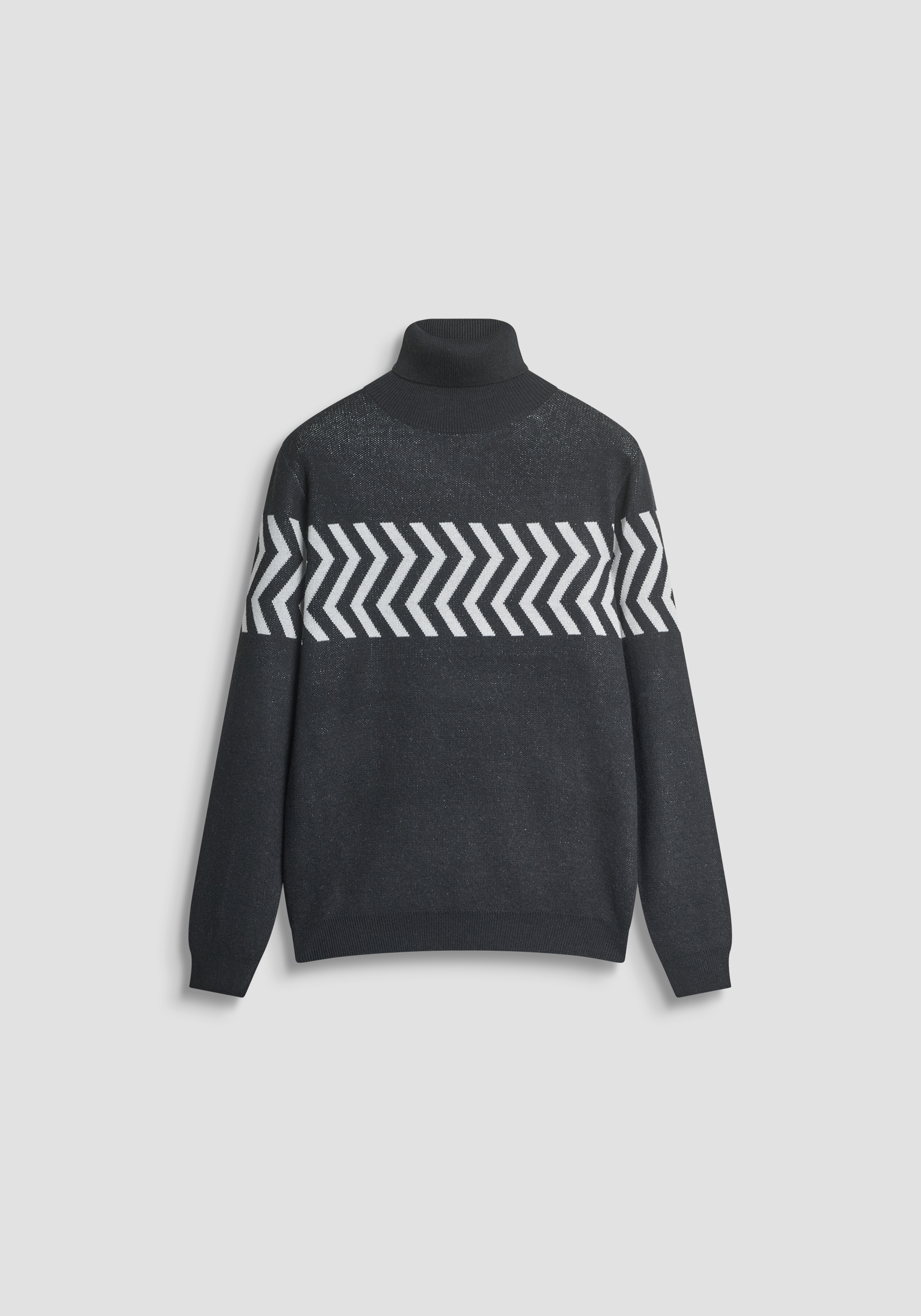 JERSEY DE CUELLO ALTO REGULAR FIT DE HILO DE MEZCLA DE LANA MERINA CON ESTAMPADO GEOMÉTRICO