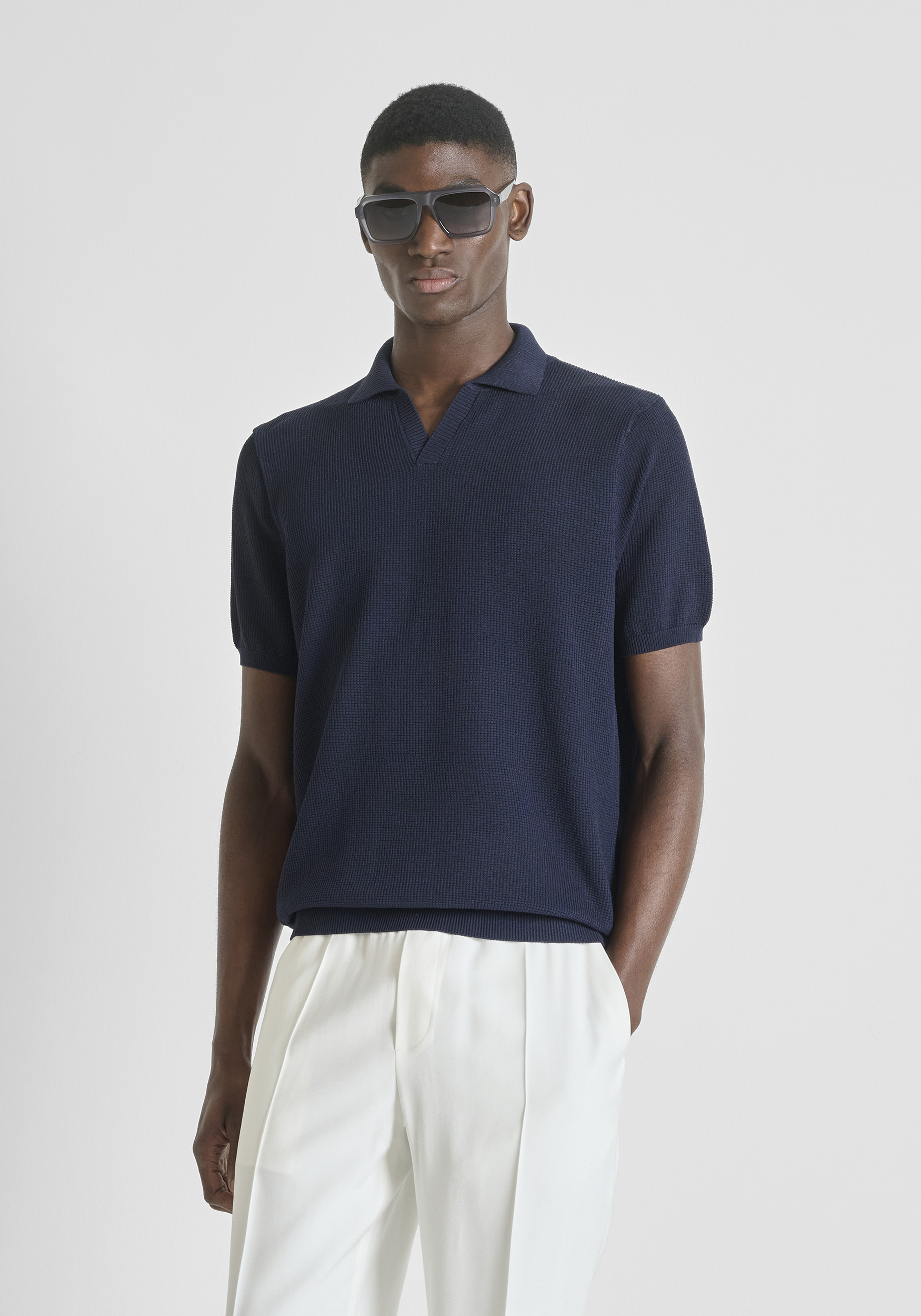 JERSEY TIPO POLO REGULAR FIT DE MEZCLA DE VISCOSA DE HILO SUPERFINO