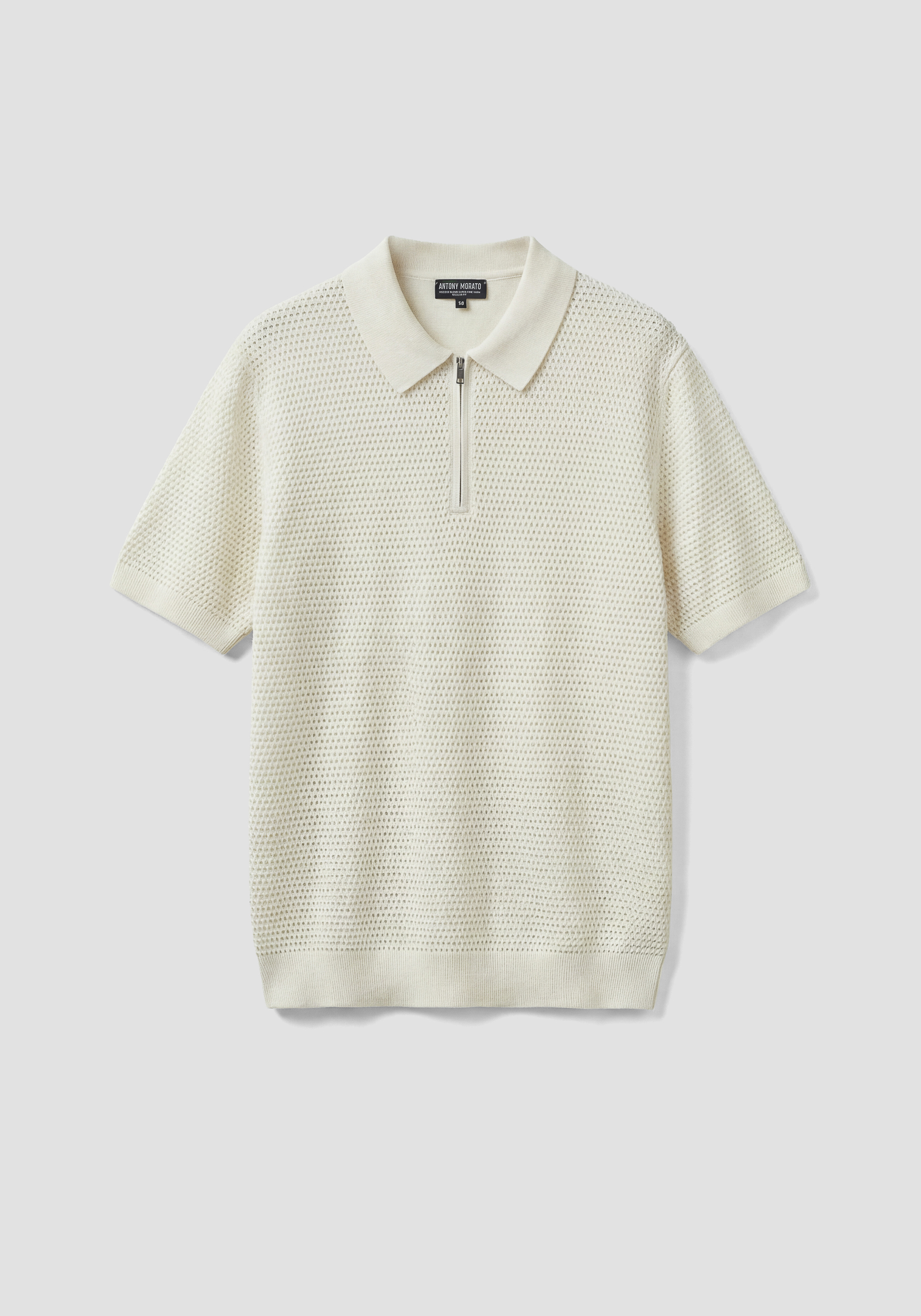 JERSEY TIPO POLO REGULAR FIT CON CREMALLERA DE MANGA CORTA DE MEZCLA DE ALGODÓN SUAVE