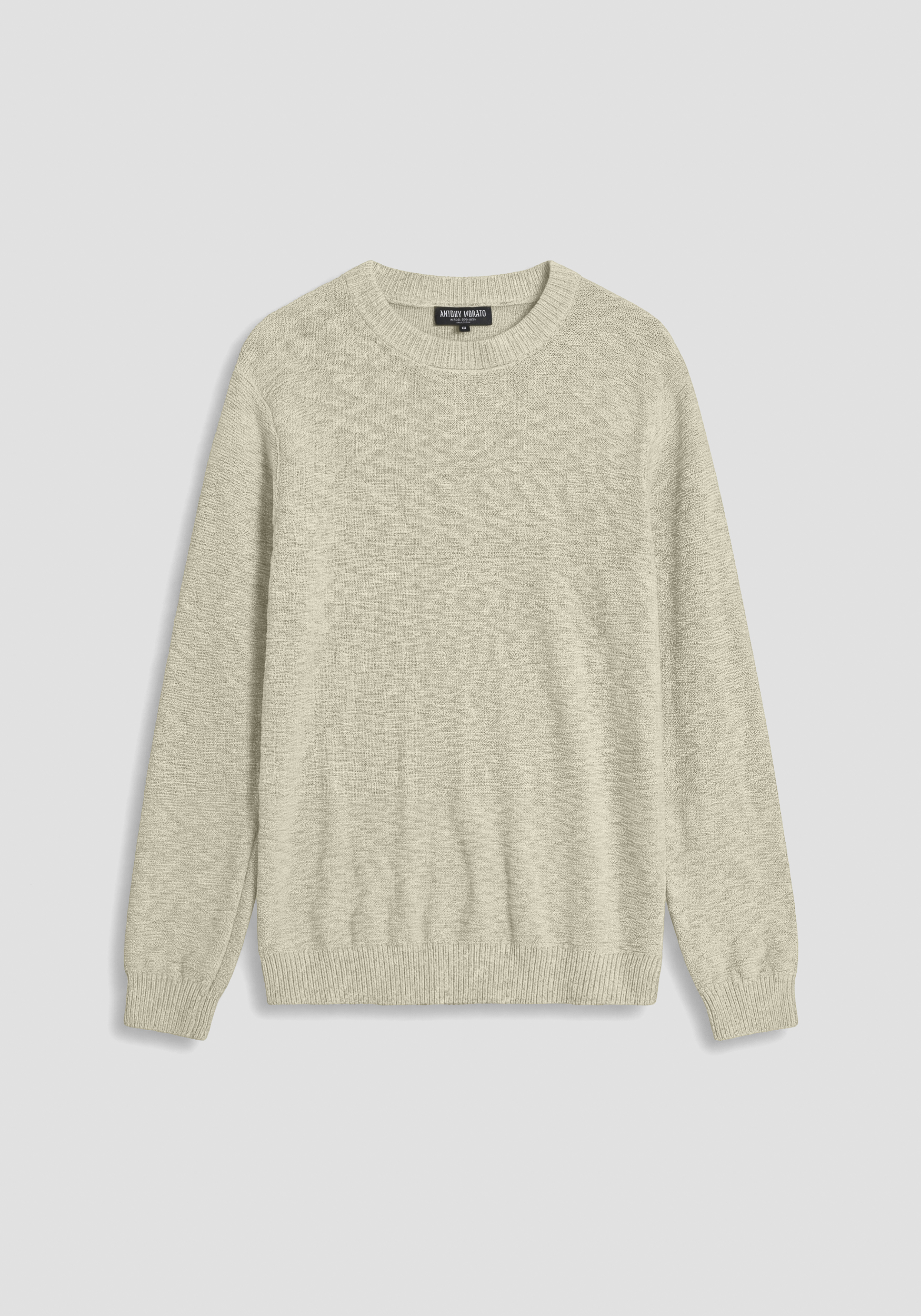 JERSEY DE CUELLO REDONDO REGULAR FIT DE SUAVE ALGODÓN TRABAJADO