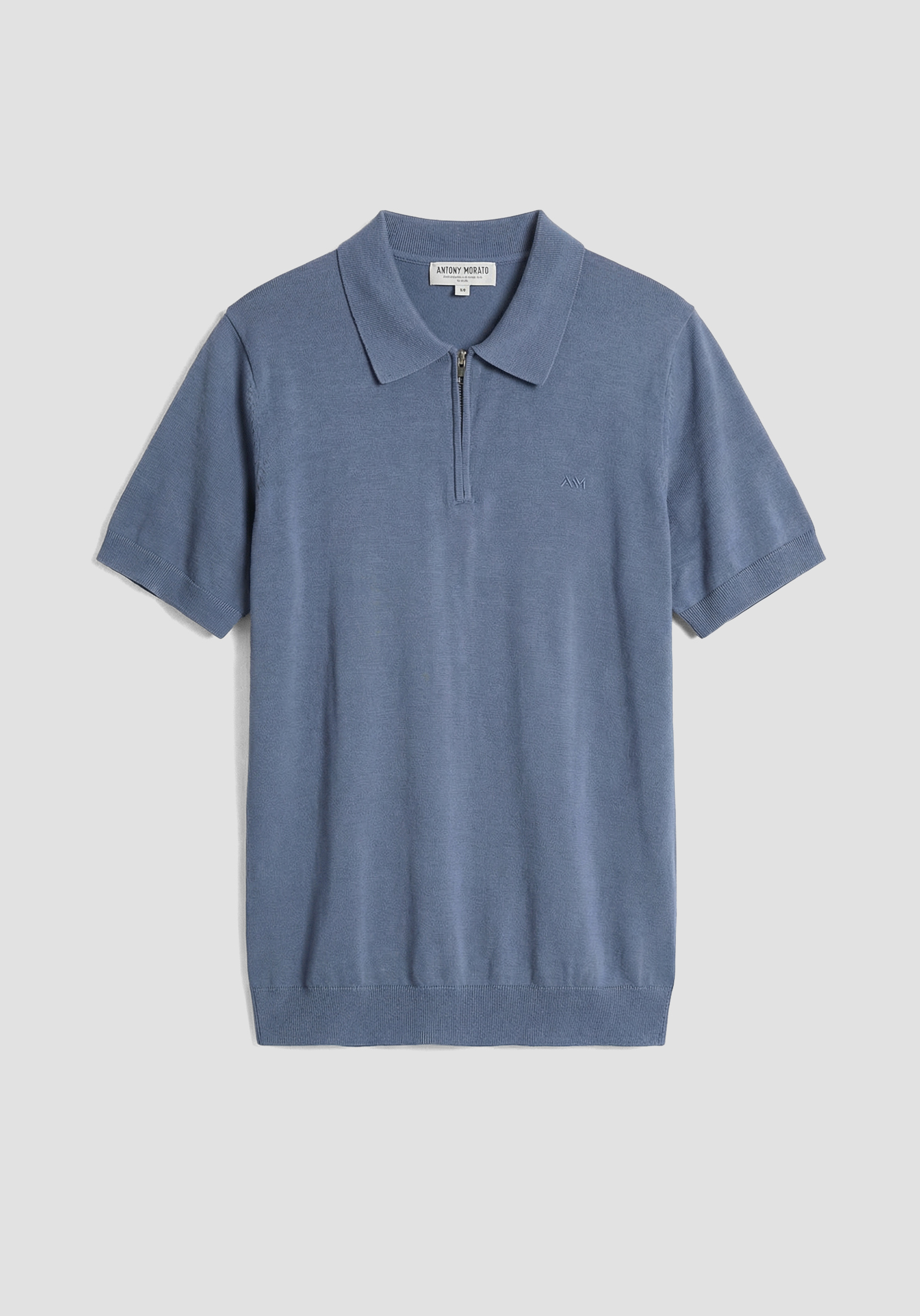 JERSEY TIPO POLO REGULAR FIT CON CREMALLERA Y MANGA CORTA DE MEZCLA DE ALGODÓN SUAVE CON ESTAMPADO