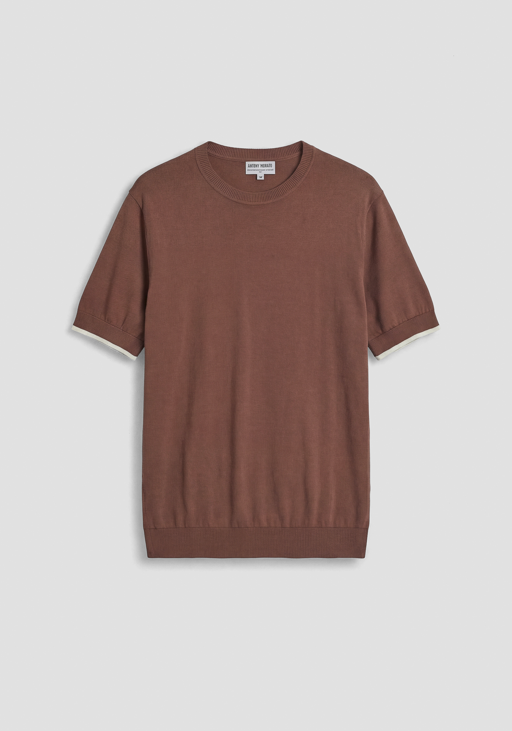 JERSEY DE CUELLO REDONDO REGULAR FIT DE MANGA CORTA DE ALGODÓN SUPERFINO