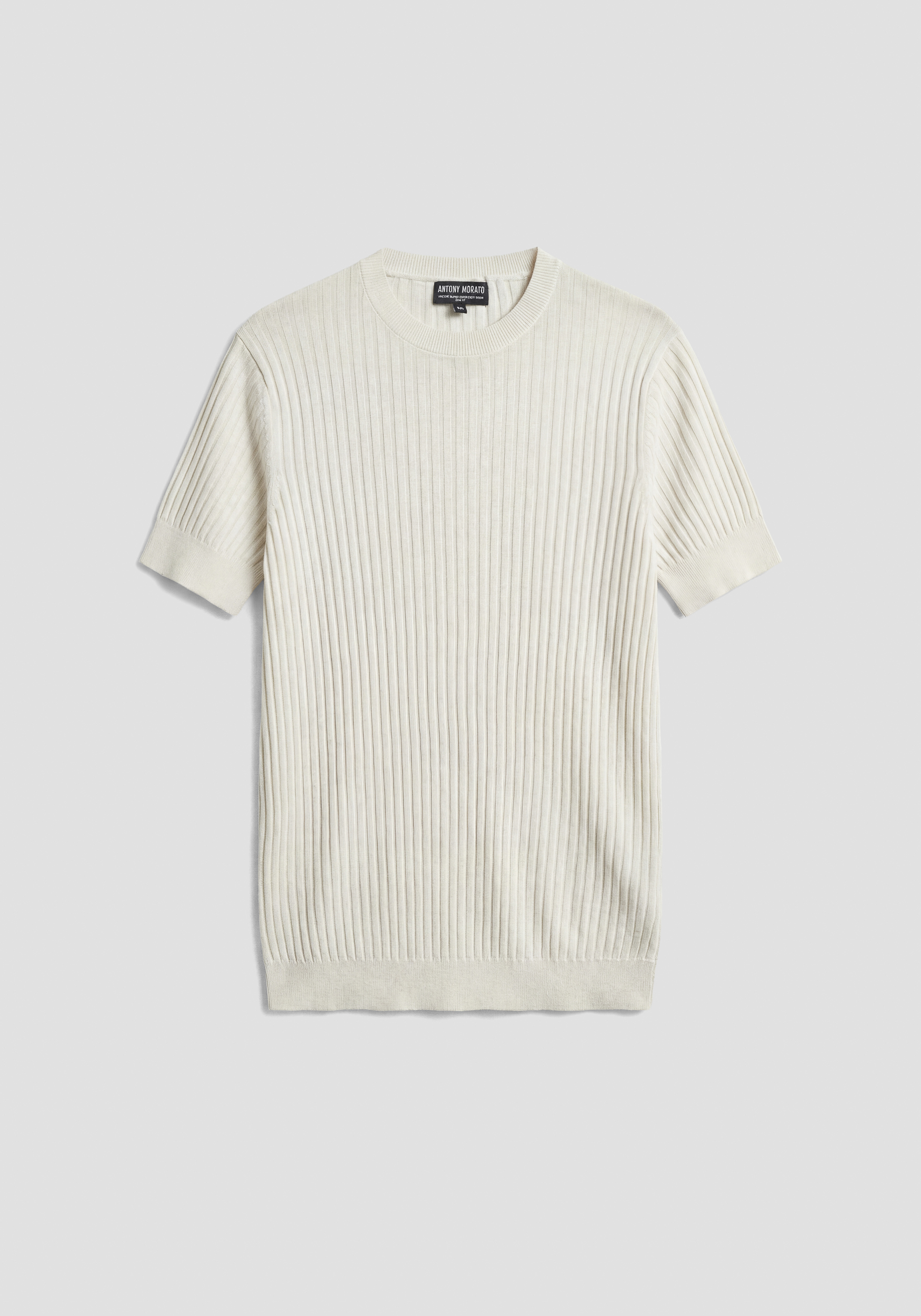 JERSEY DE CUELLO REDONDO SLIM FIT DE MANGA CORTA DE MEZCLA DE LINO Y VISCOSA SUAVE