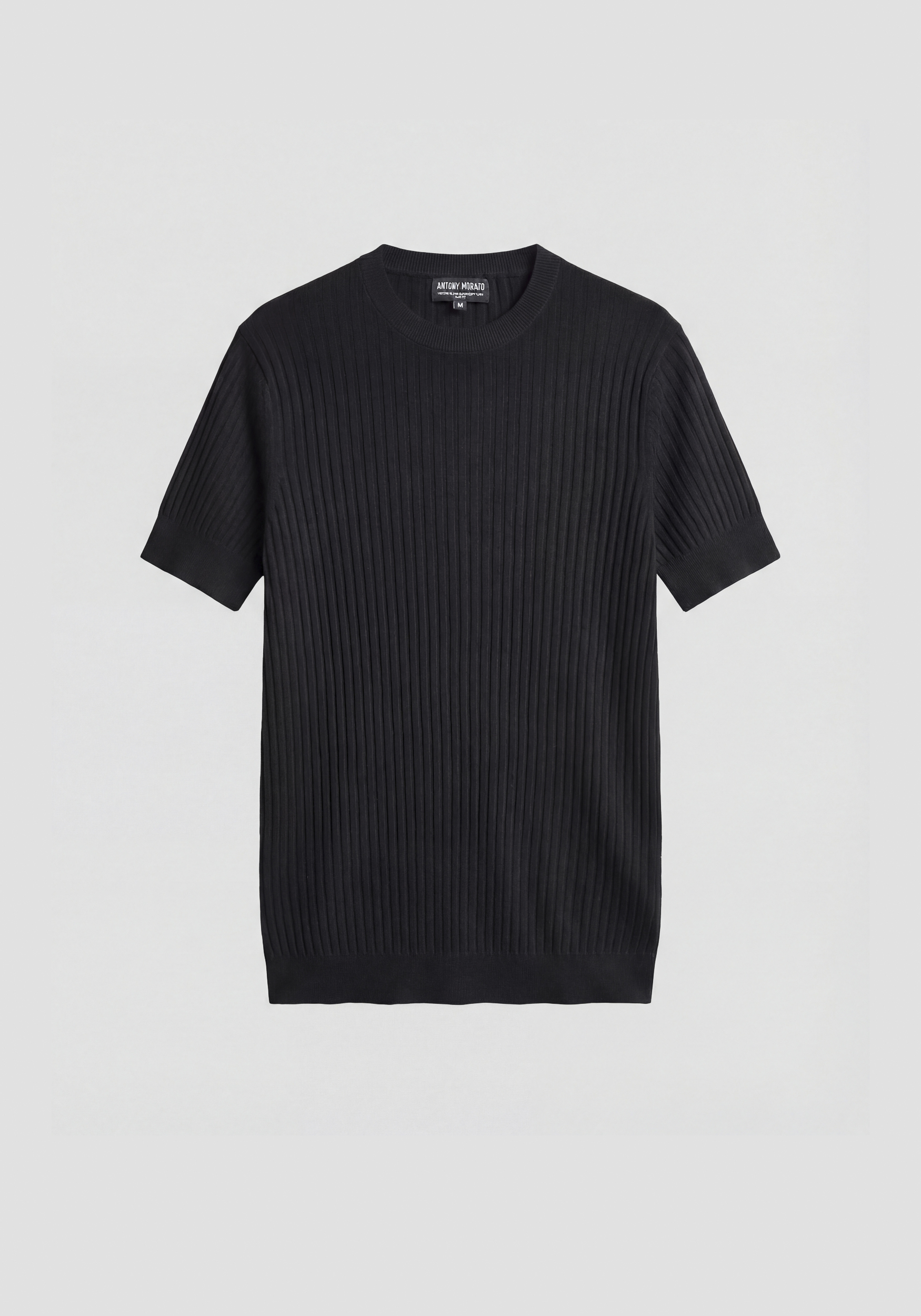 JERSEY DE CUELLO REDONDO SLIM FIT DE MANGA CORTA DE MEZCLA DE LINO Y VISCOSA SUAVE