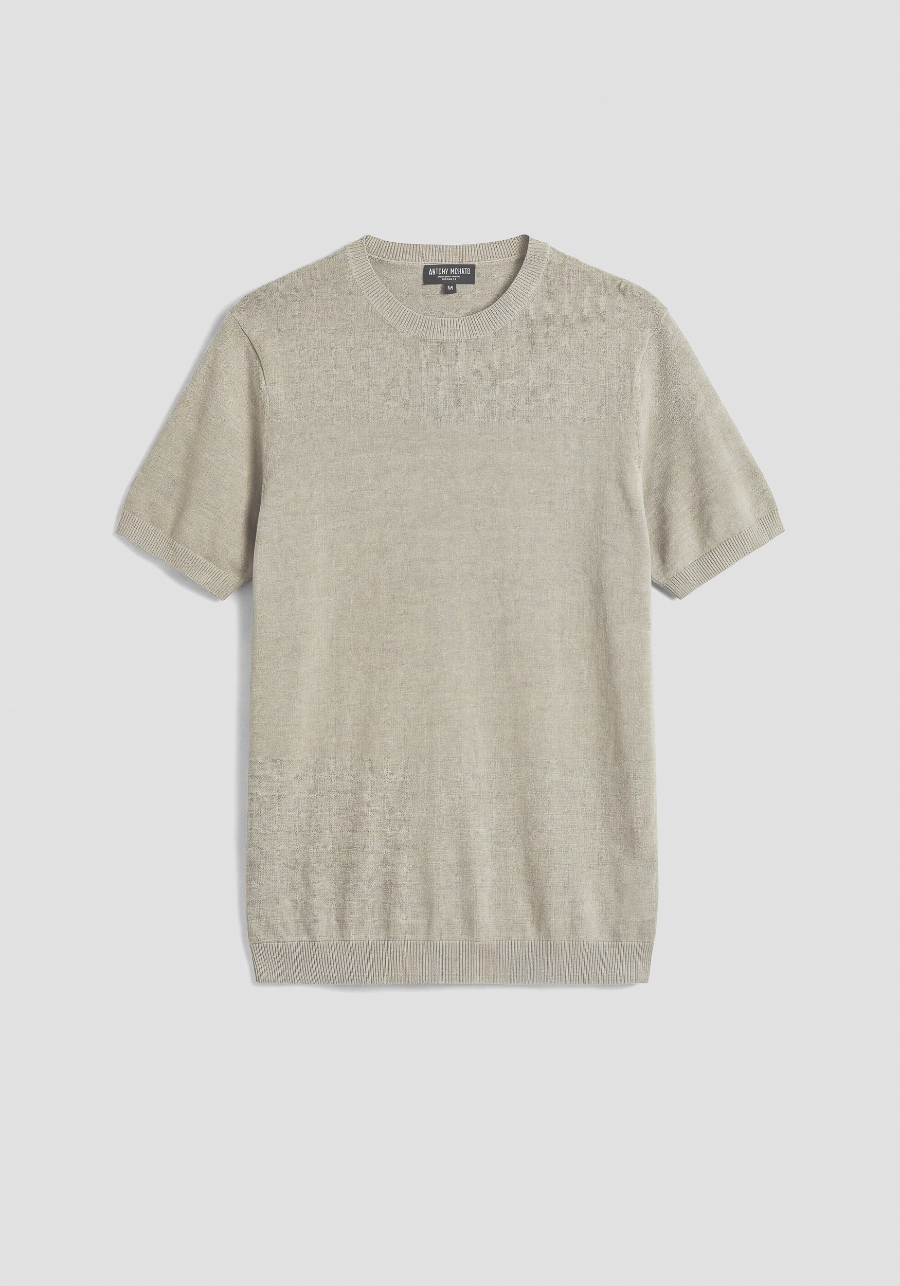 JERSEY DE CUELLO REDONDO RELAXED FIT DE MANGA CORTA DE MEZCLA DE LINO SUAVE