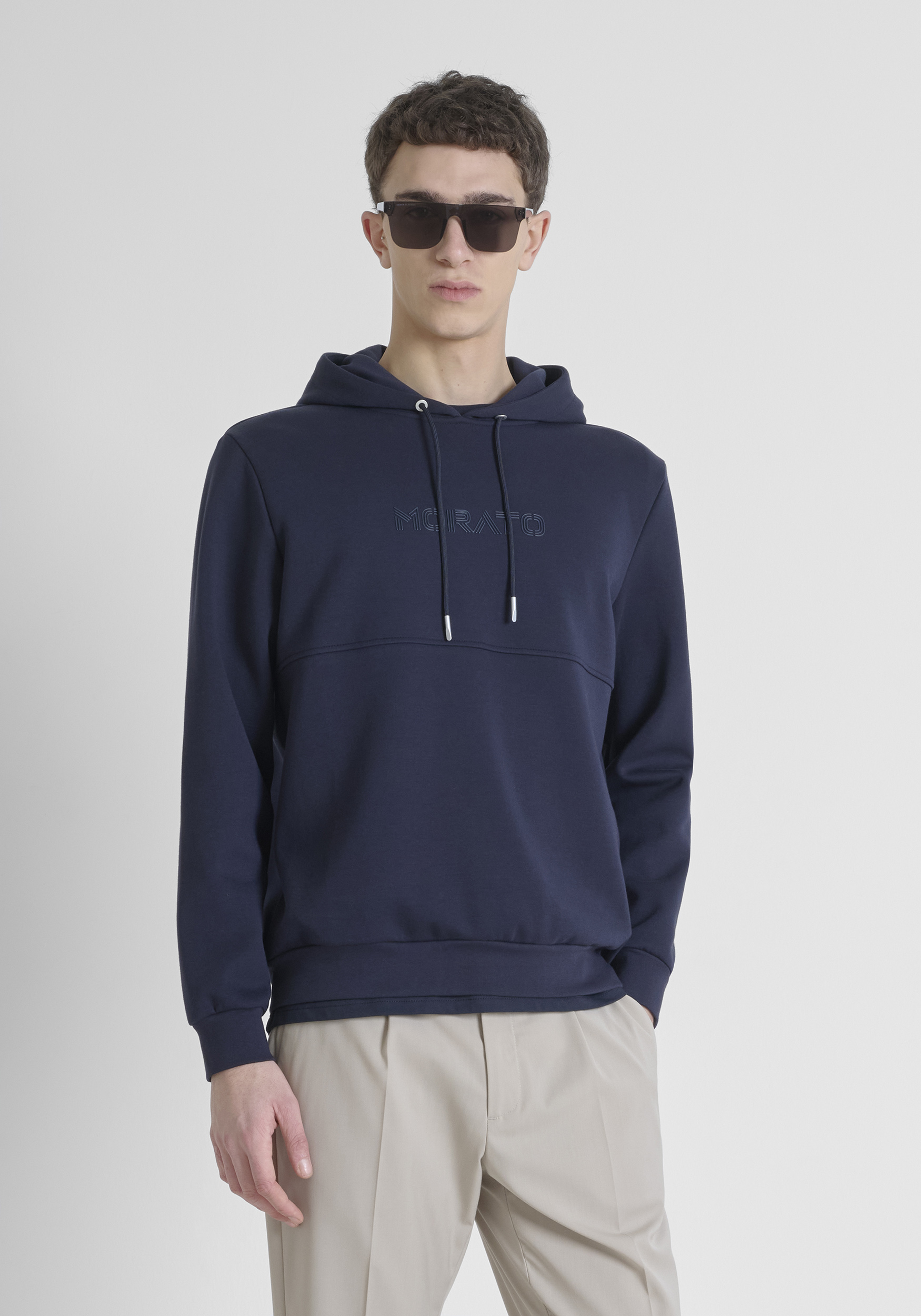 FELPA CON CAPPUCCIO RELAXED FIT IN MISTO COTONE LOGO