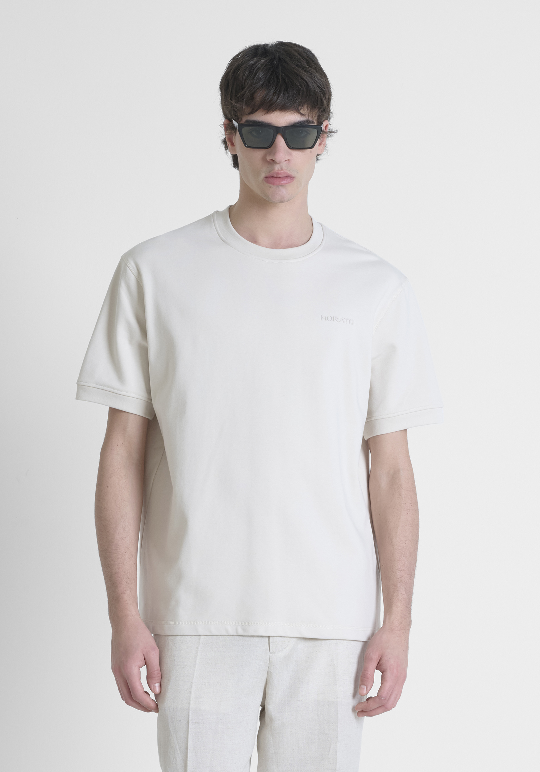 FELPA RELAXED FIT IN MISTO COTONE CON LOGO STAMPATO