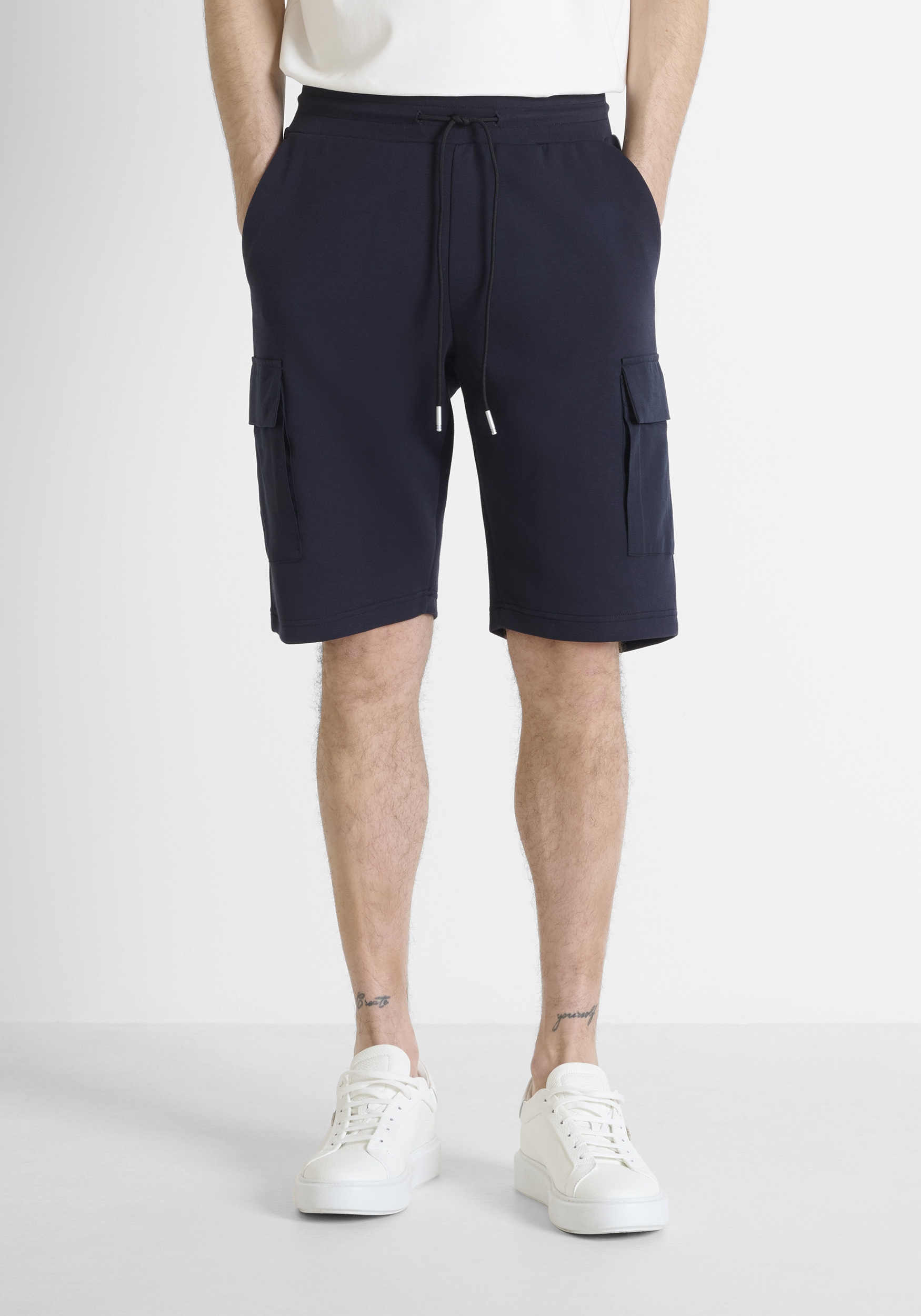 PANTALONCINI IN FELPA REGULAR FIT IN MISTO COTONE CON LOGO RICAMATO
