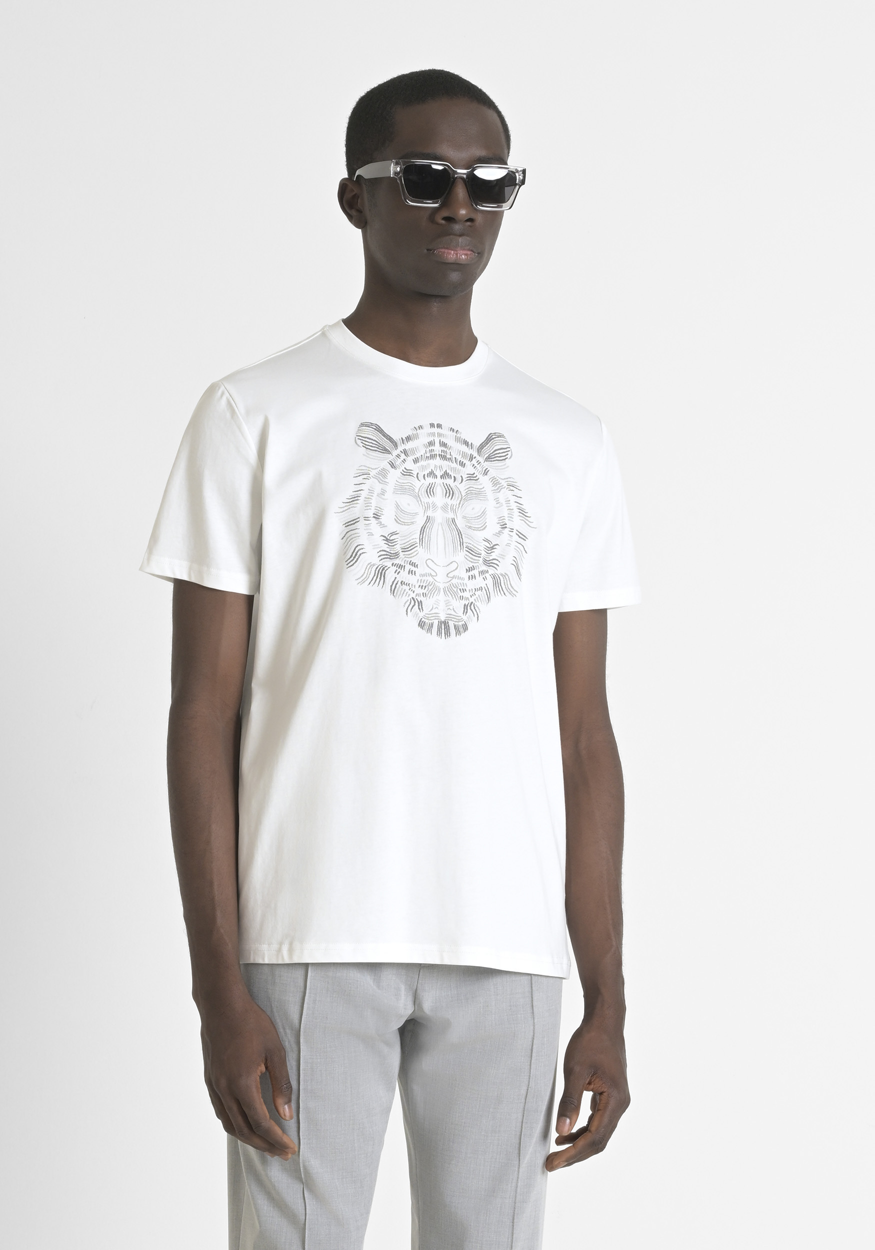 T-SHIRT REGULAR FIT IN JERSEY DI  COTONE STAMPA TIGRE