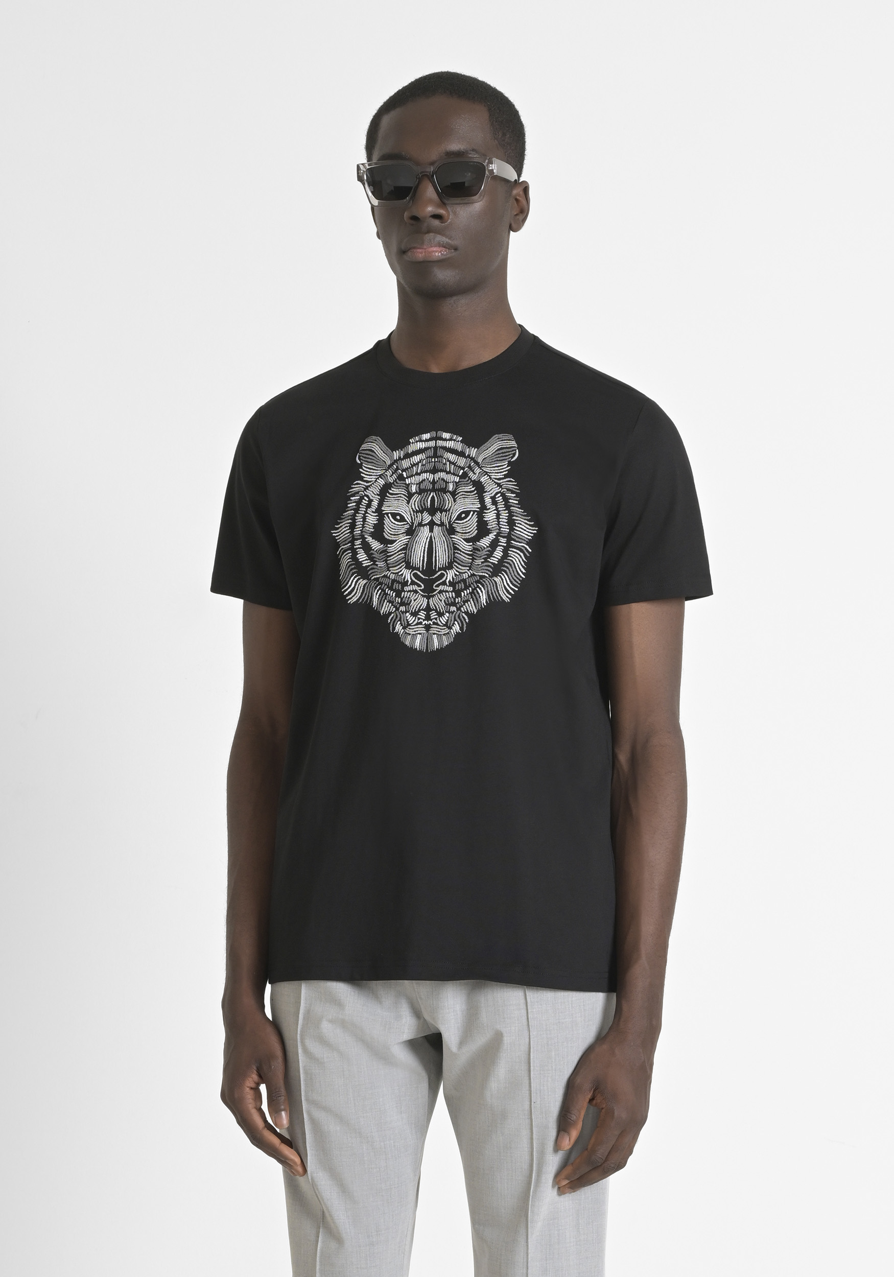 T-SHIRT REGULAR FIT IN JERSEY DI  COTONE STAMPA TIGRE