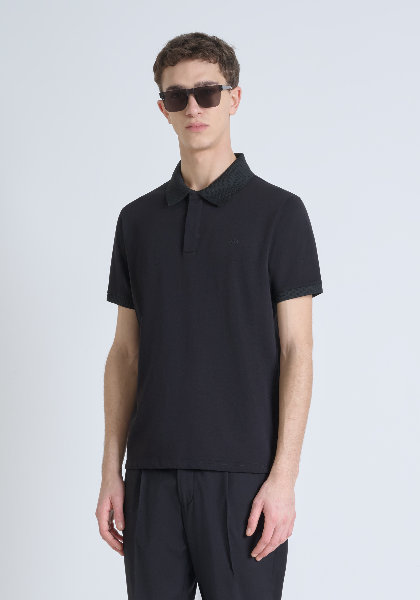 POLO REGULAR FIT IN JERSEY DI COTONE E LOGO STAMPATO