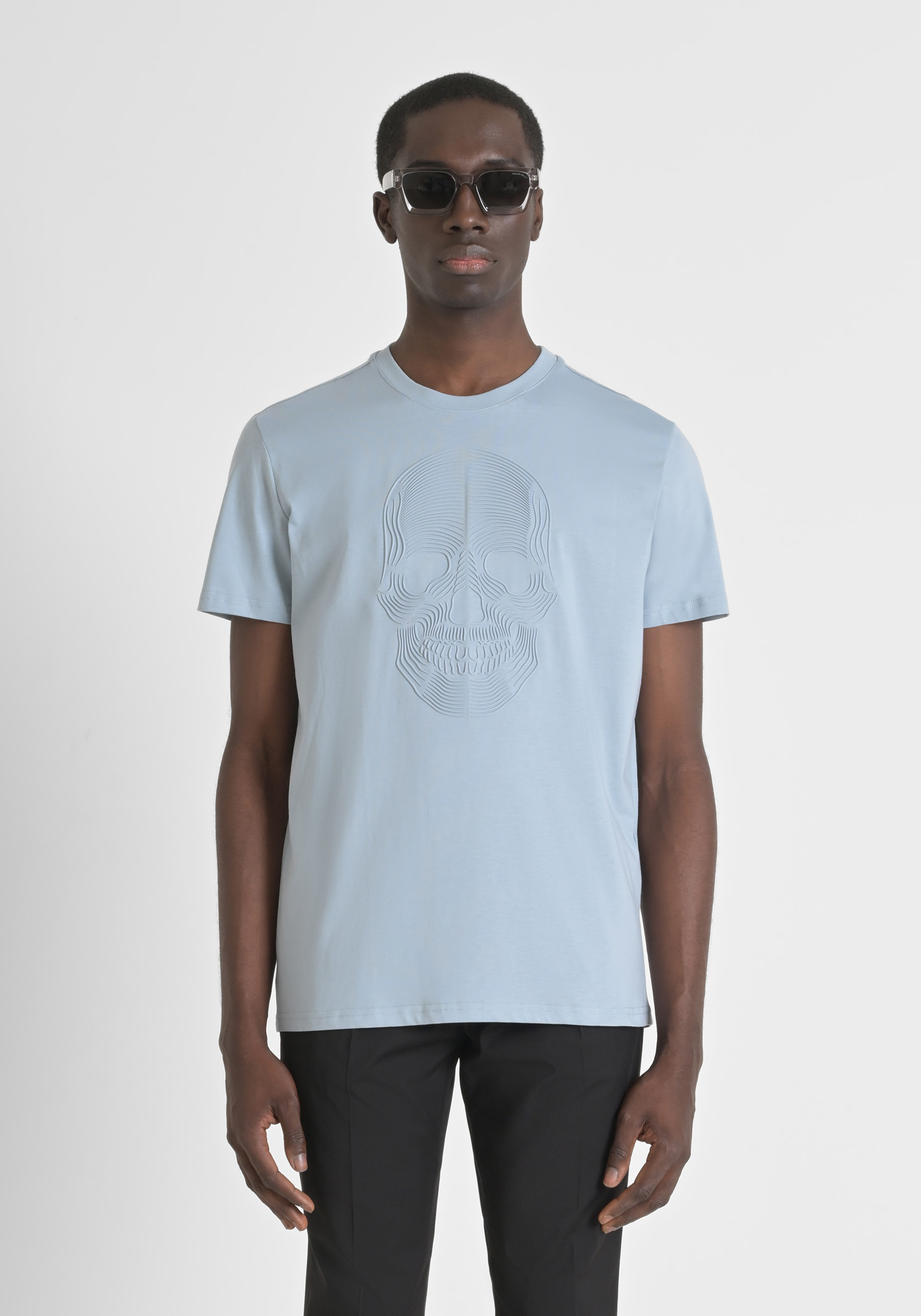 T-SHIRT REGULAR FIT IN JERSEY DI COTONE CON STAMPA GOMMATA