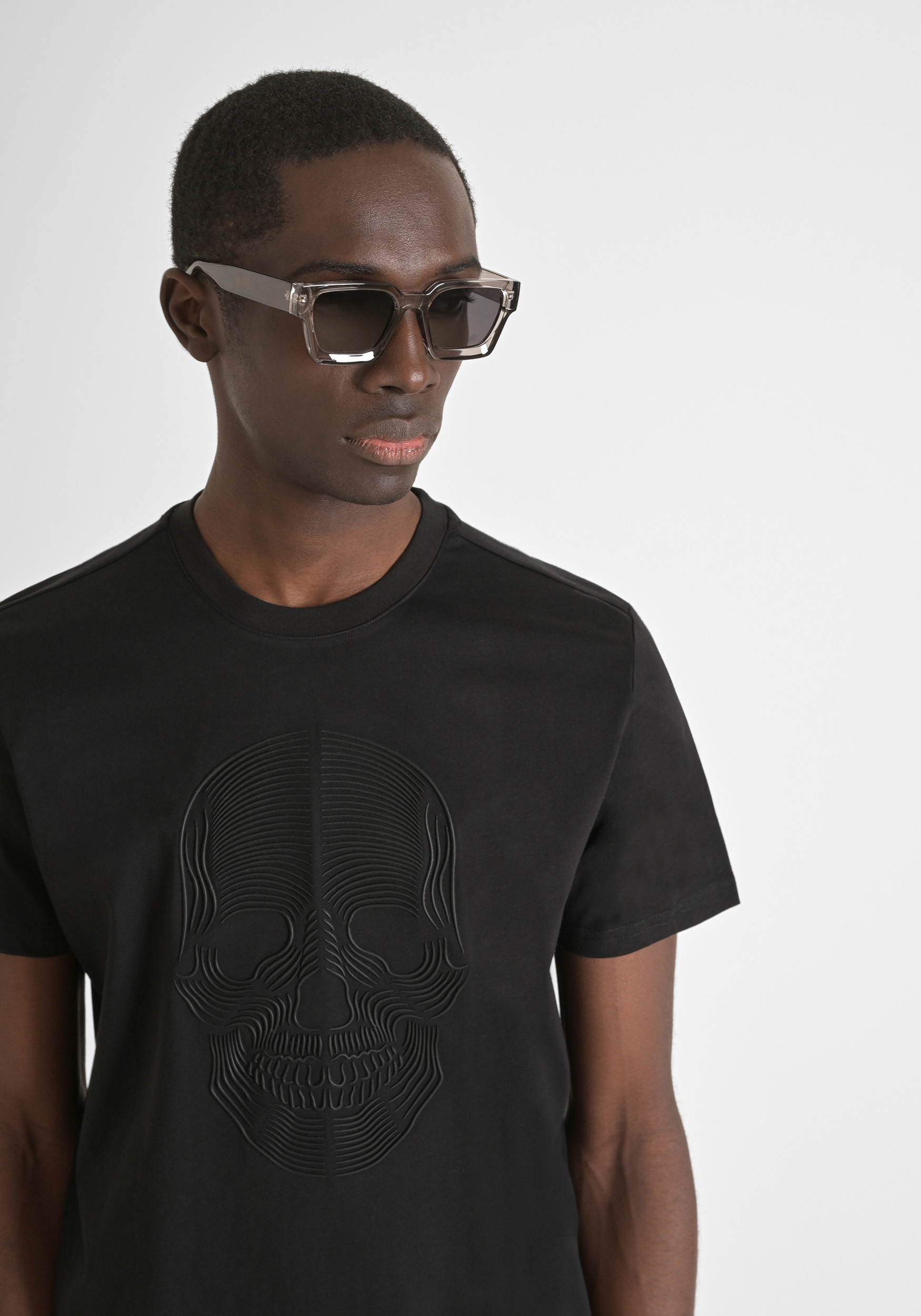 T-SHIRT REGULAR FIT IN JERSEY DI COTONE CON STAMPA GOMMATA