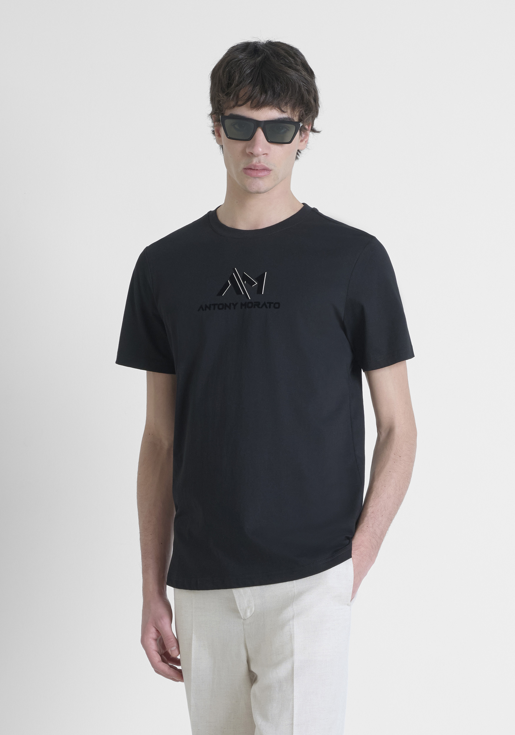 T-SHIRT REGULAR FIT IN JERSEY DI COTONE CON LOGO STAMPATO