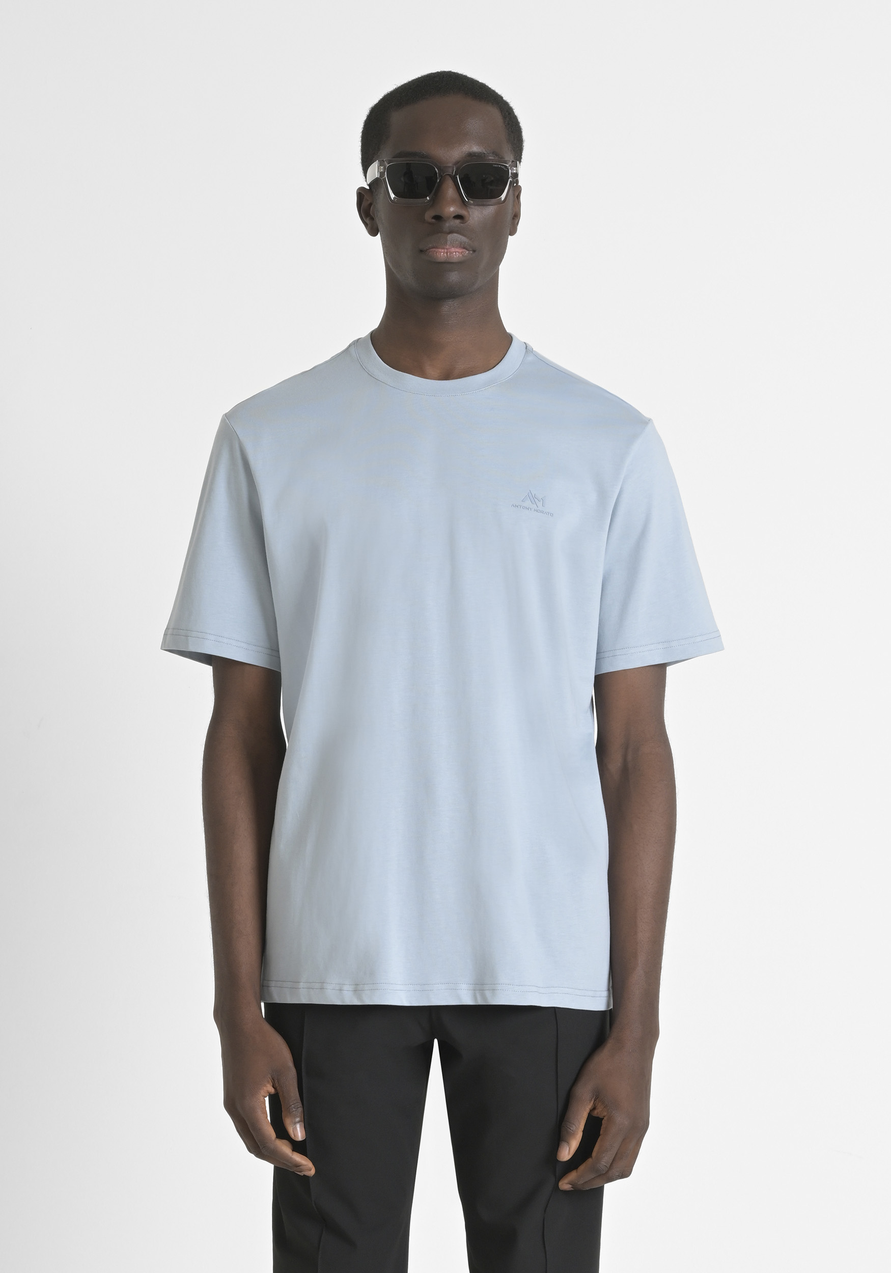 T-SHIRT RELAXED FIT IN JERSEY DI COTONE CON LOGO GOMMATO