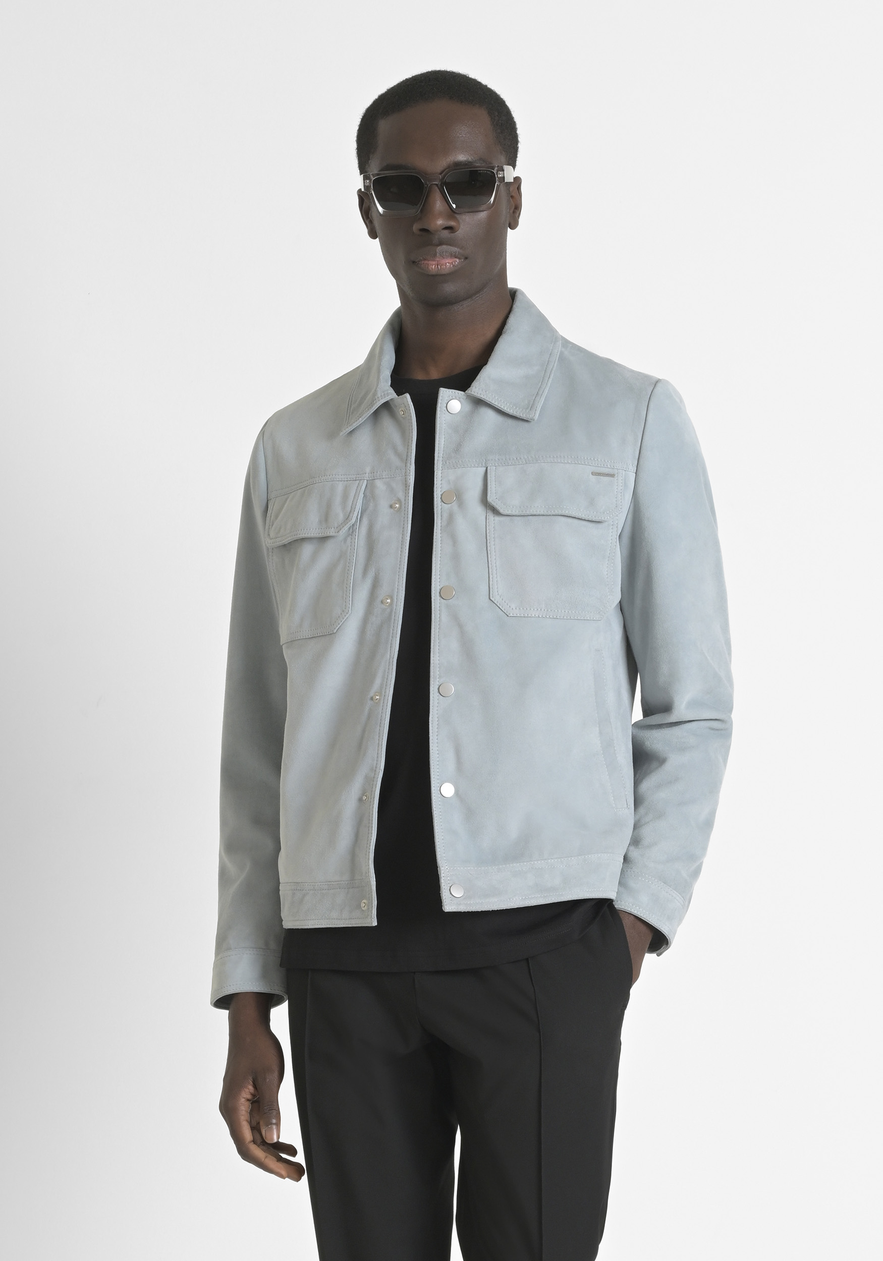 GIACCA SLIM FIT IN CAMOSCIO
