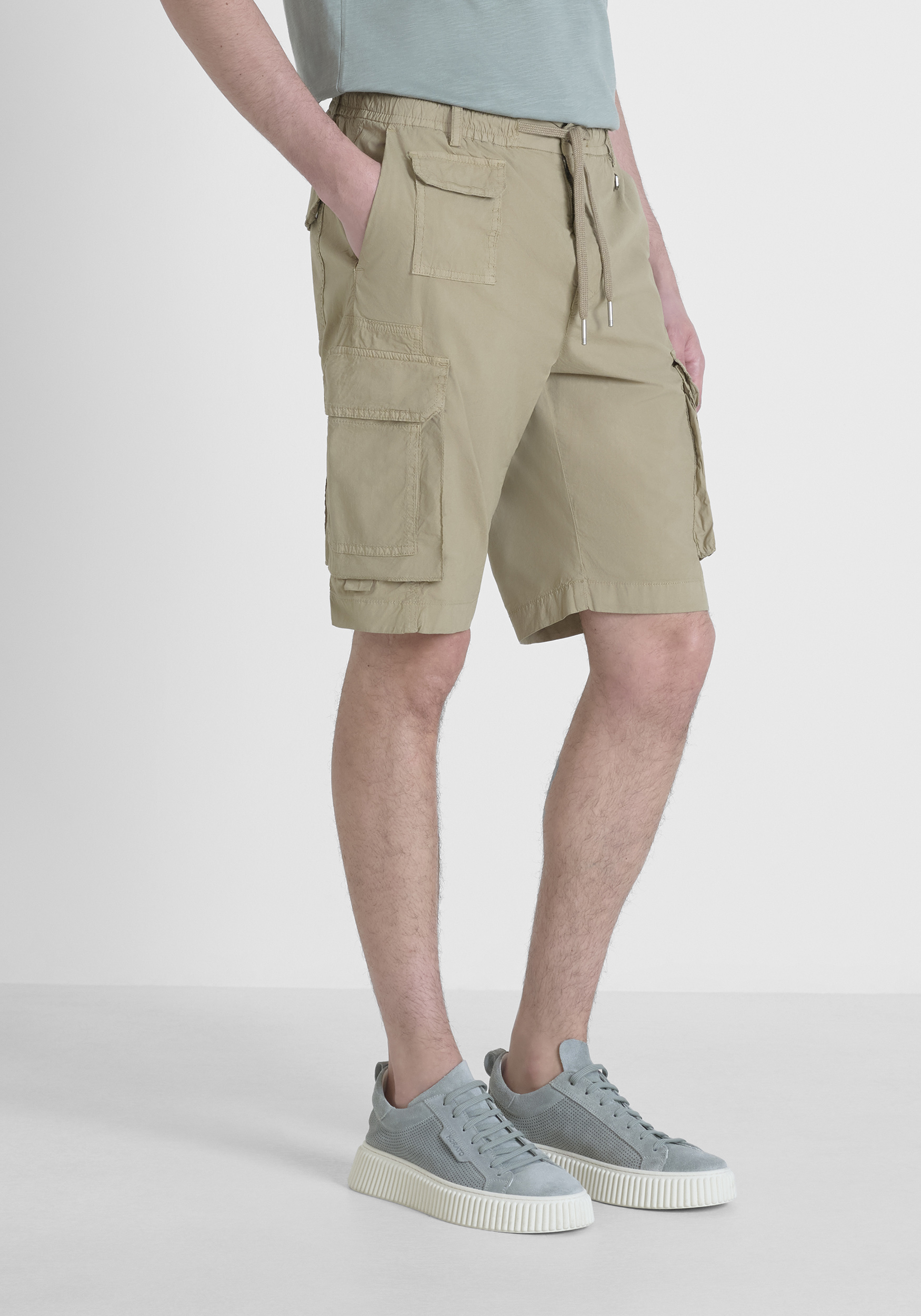 SHORTS REGULAR FIT "NOAH" IN POPELINE DI COTONE ELASTICO