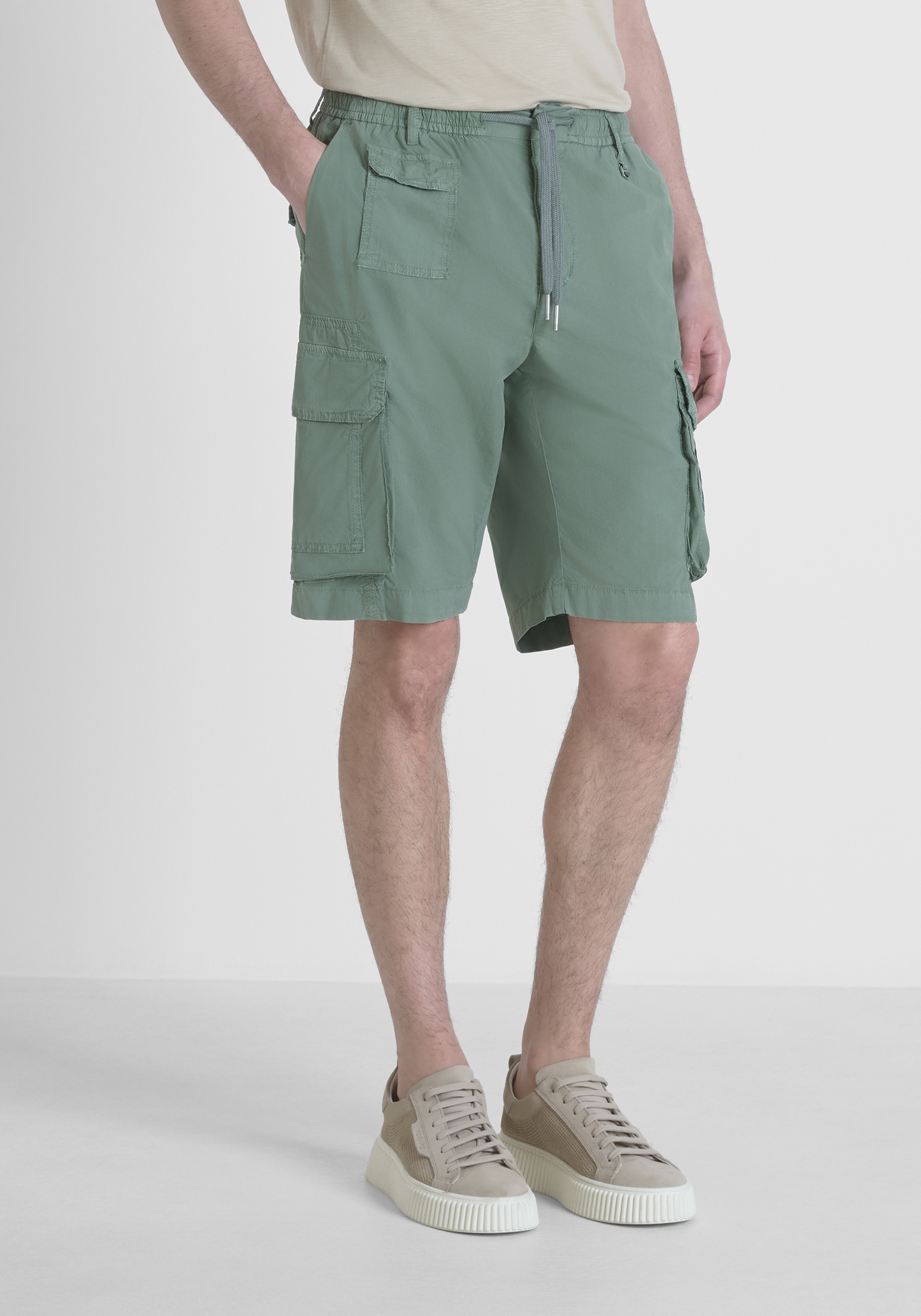SHORTS REGULAR FIT "NOAH" IN POPELINE DI COTONE ELASTICO