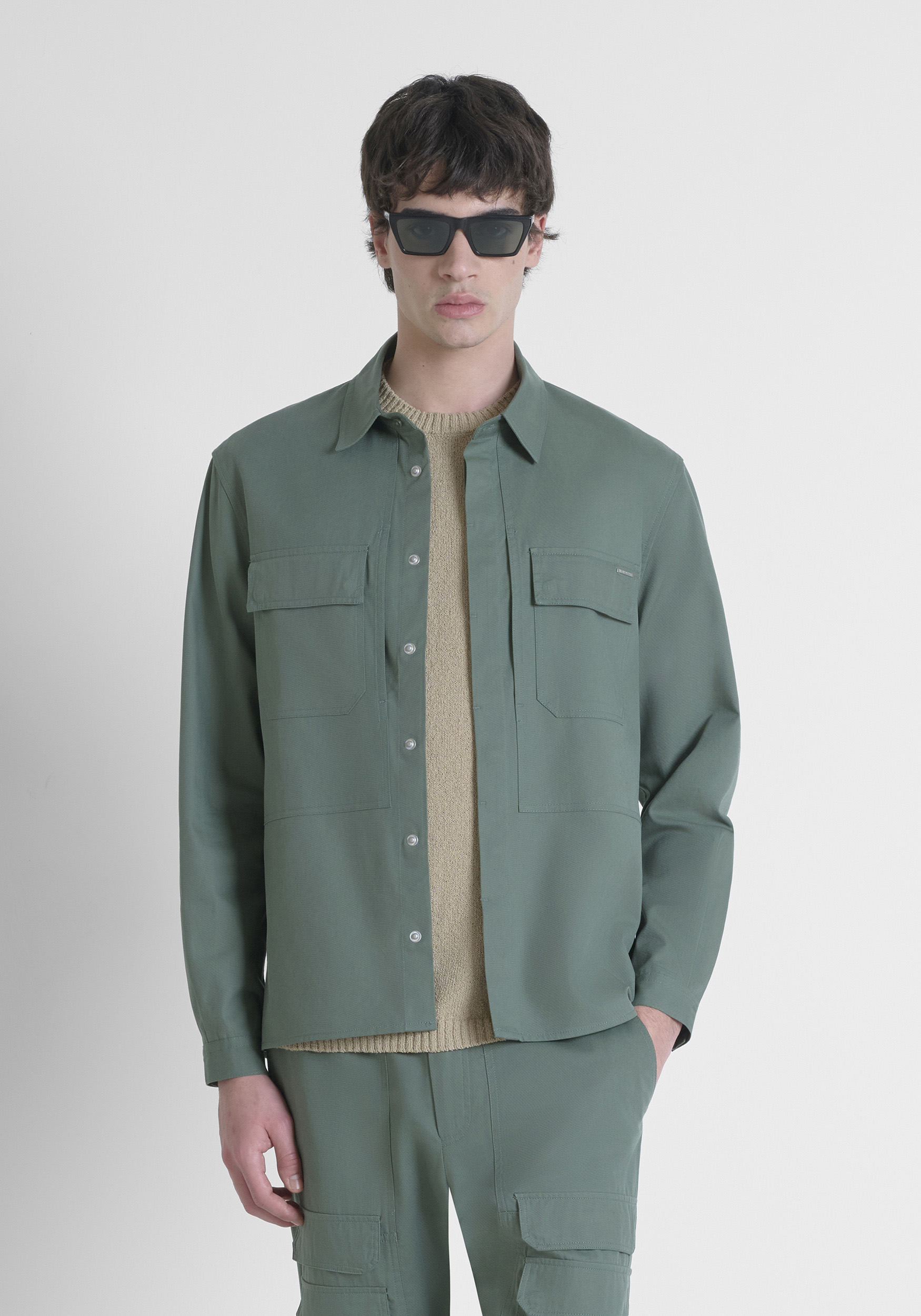 CAMICIA REGULAR FIT "CORDOBA" IN MISTO VISCOSA CON LOGO