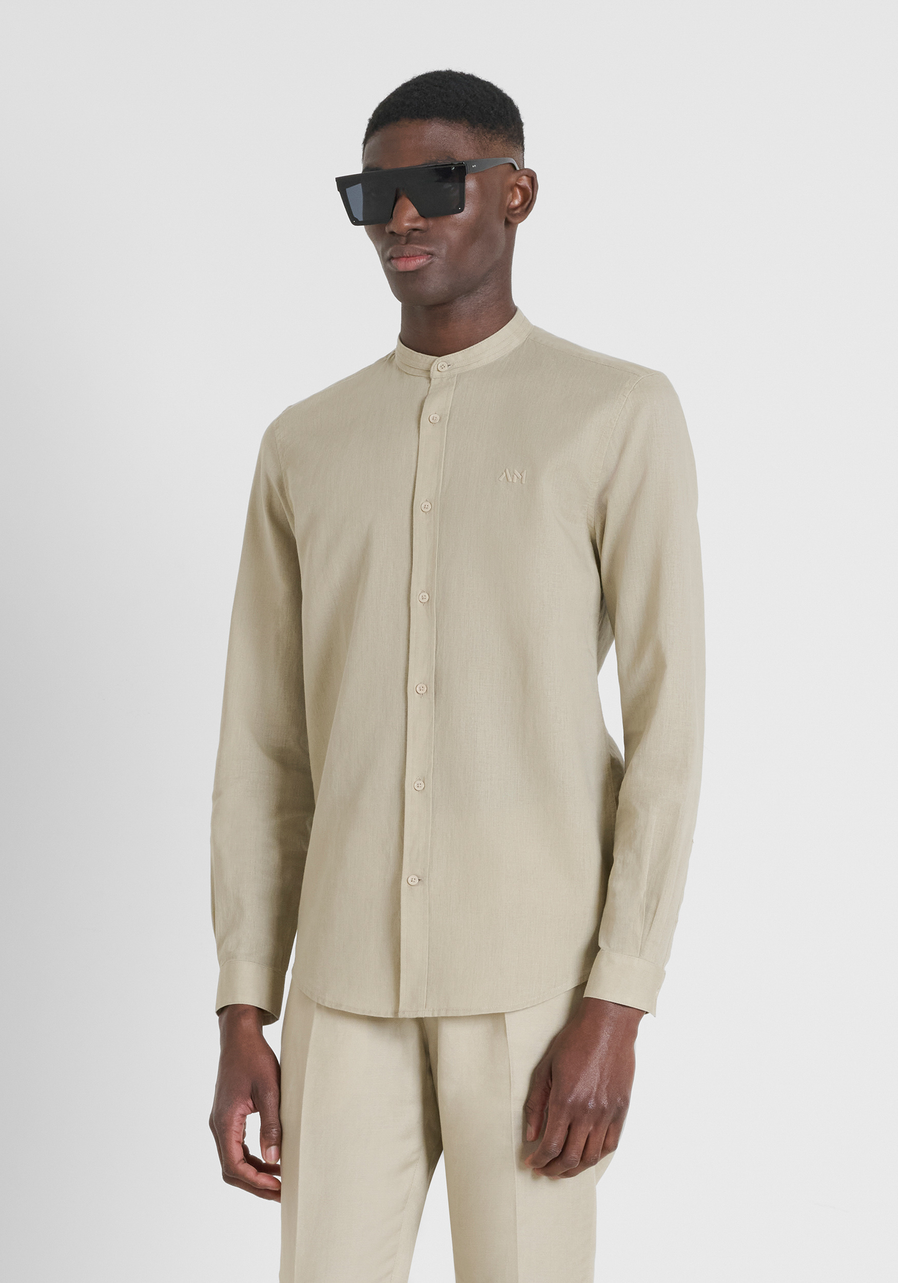 CAMICIA SLIM FIT "TOLEDO" IN MISTO LINO E COTONE