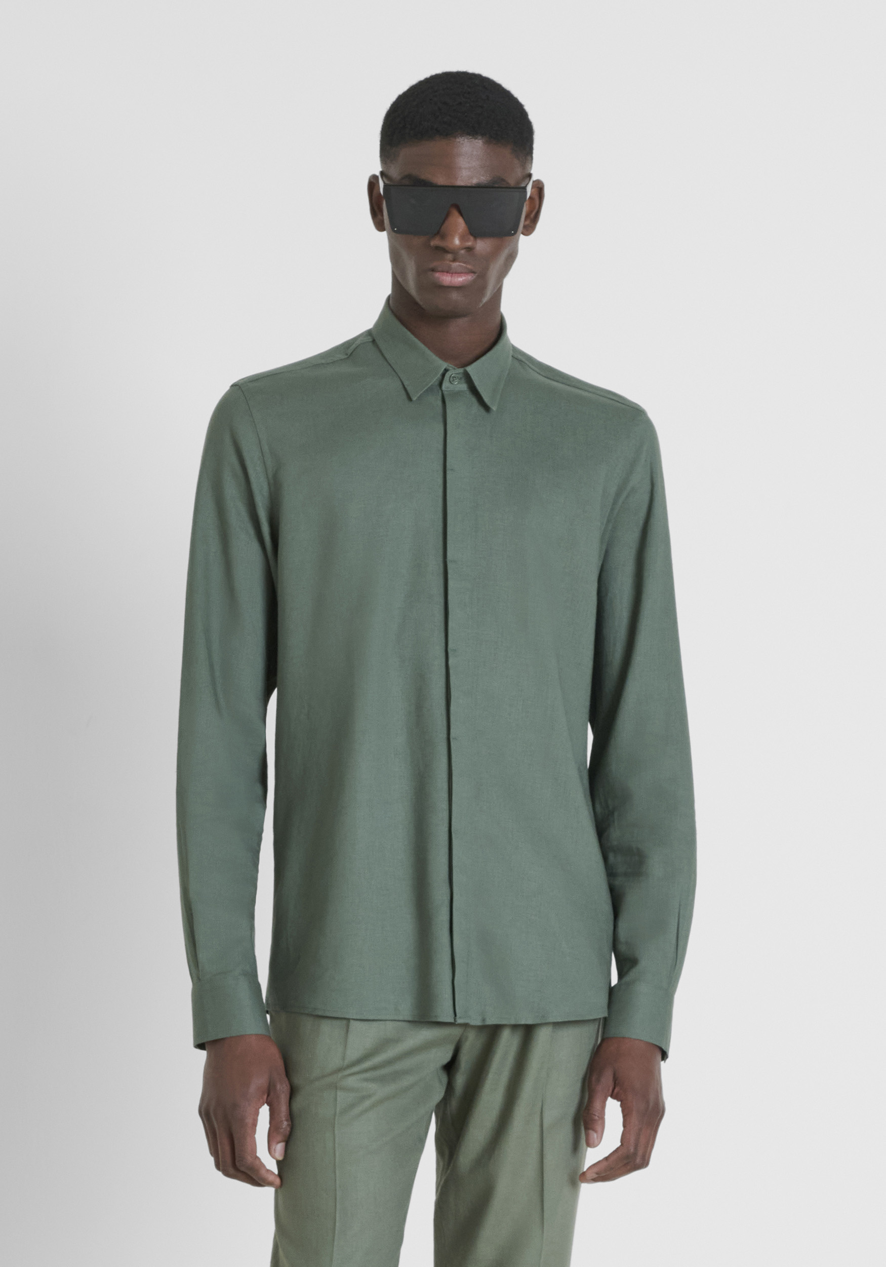 CAMICIA REGULAR FIT "SMIRNE" IN MISTO LINO TOCCO MORBIDO