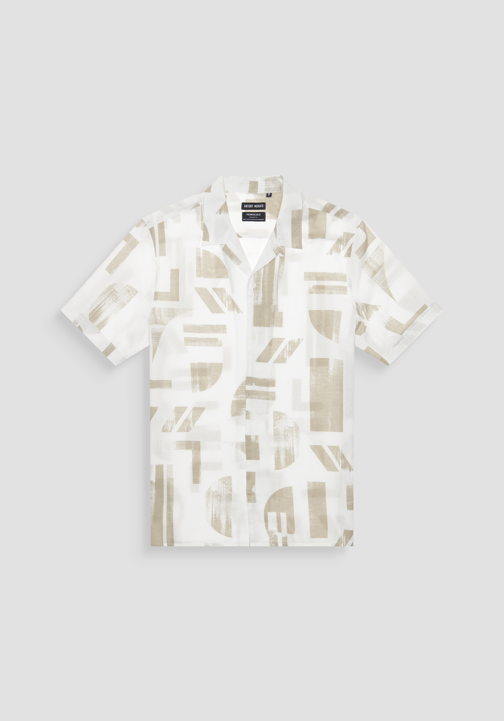 CAMICIA REGULAR STRAIGHT FIT "HONOLULU" IN MISTO LINO STAMPATO