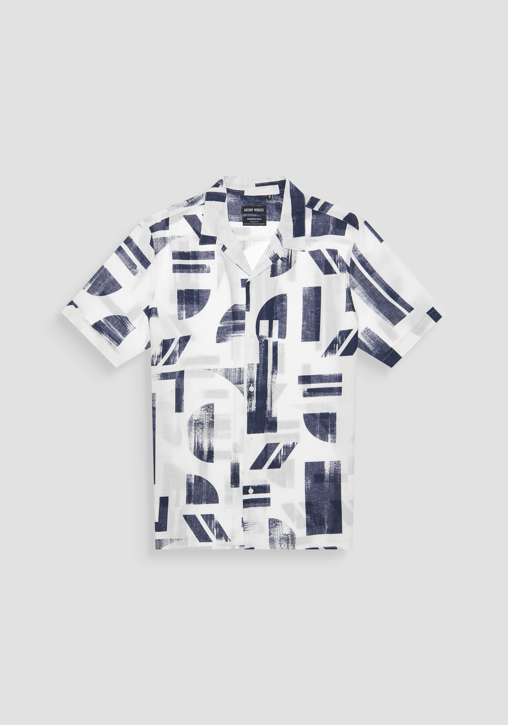 CAMICIA REGULAR STRAIGHT FIT "HONOLULU" IN MISTO LINO STAMPATO