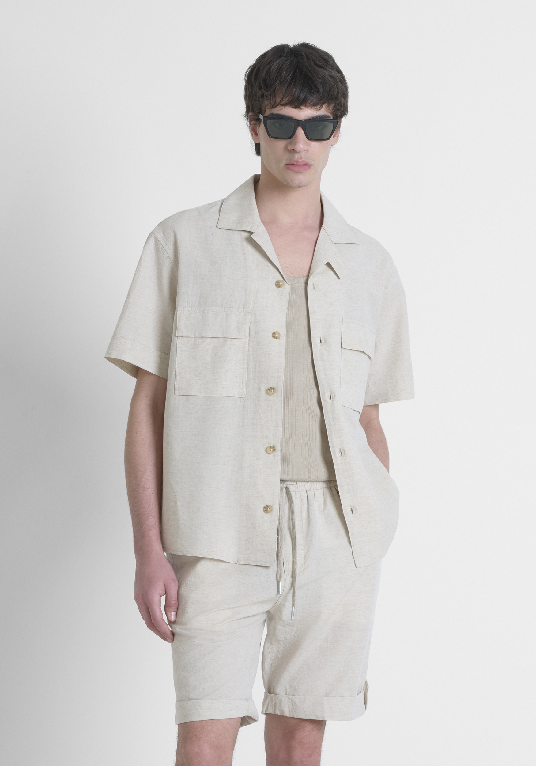 CAMICIA RELAXED FIT "NAIROBI" IN MISTO LINO